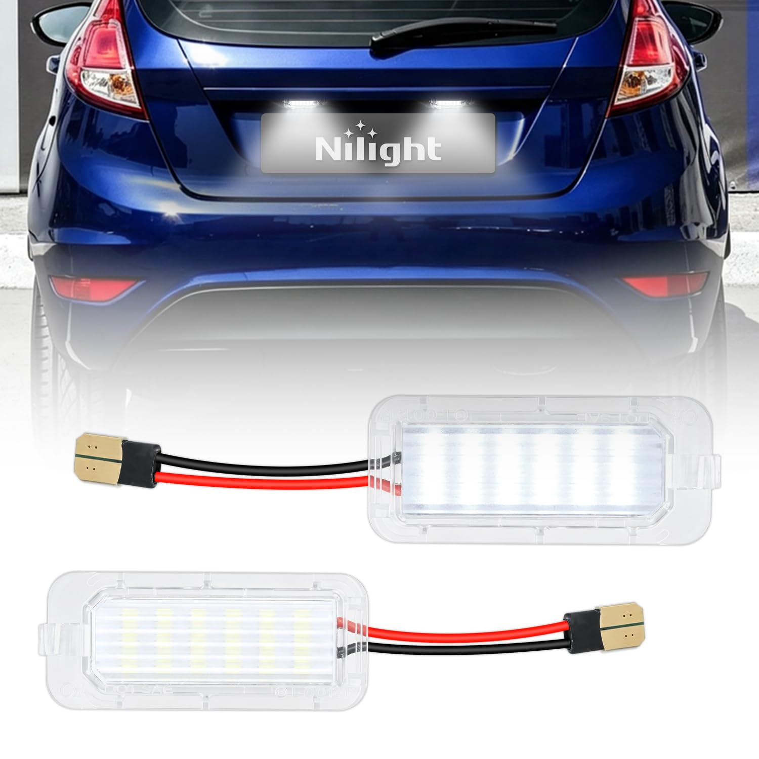 Nilight License Plate Lights Compatible with 2011-2023 Ford Explorer | Compatible with 2011-2023 Ford Explorer etc., 18-SMD 6000K LEDs, IP67 waterproof, plug-and-play OEM replacement.
