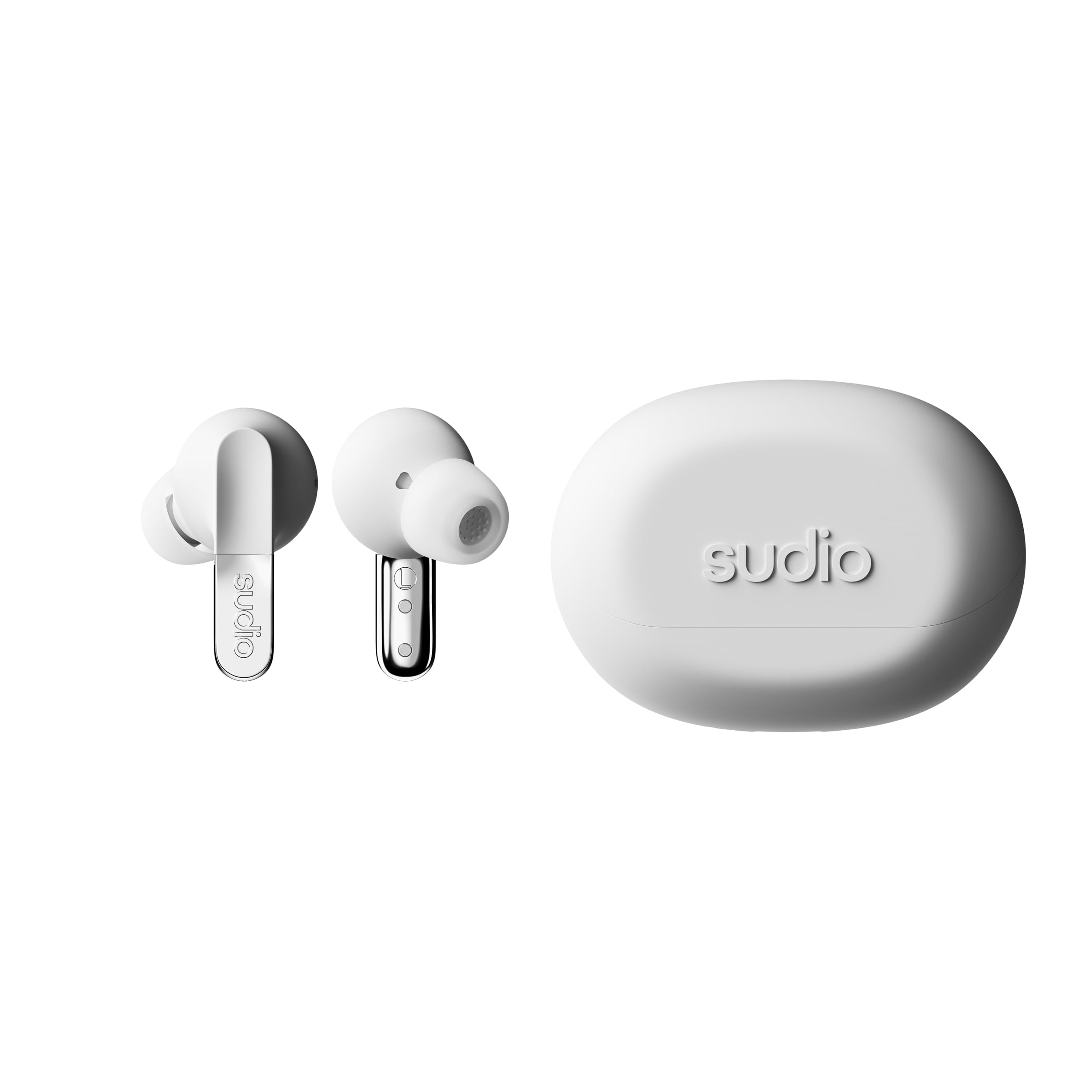 Sudio N3Pro Snow White - Auriculares de día a Noche con cancelación de Ruido. Cancelación Activa de Ruido (35dB), duración de reproducción de 5,5 Horas, IPX4, micrófonos para Grabar Llamadas