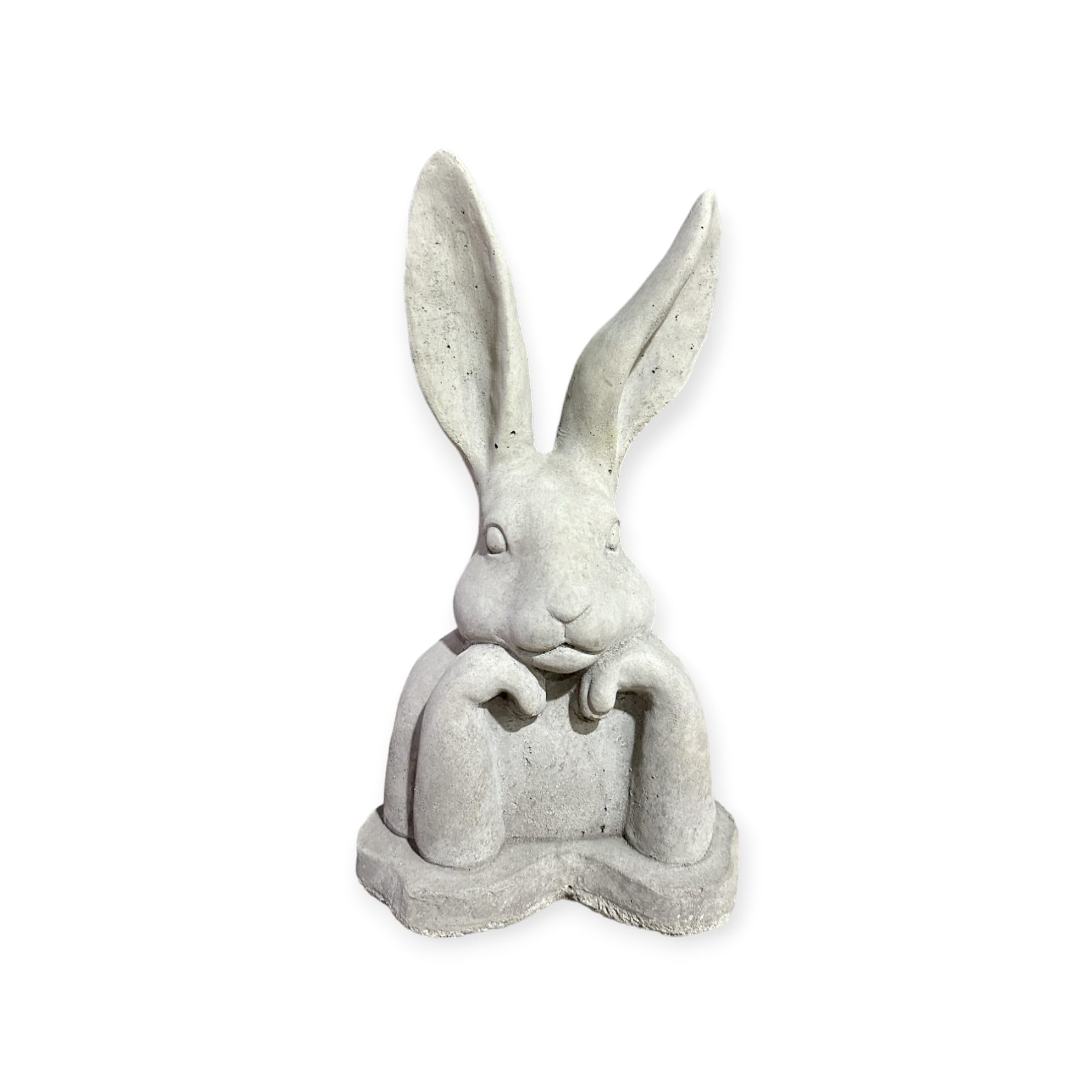 Moderner aufgestützter Hase - Steinfigur mit stehenden Ohren (H/B/T: 31/17/13 cm, 3,5 kg) Steinguss für Haus und Garten by OriginalPaul