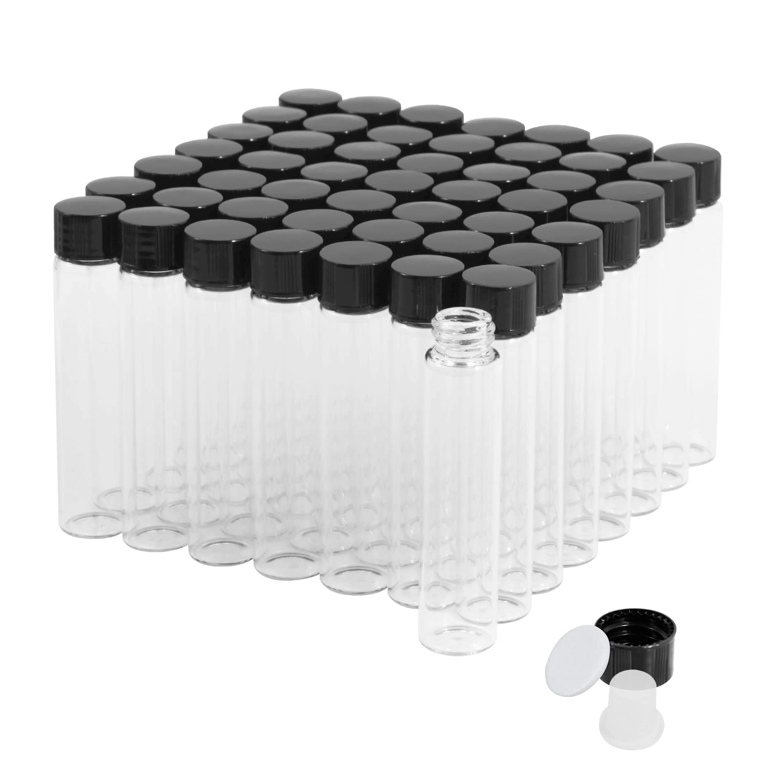 Fioles en verre de 7 ml avec bouchons à vis et bouchons en plastique, 2 Dram petites fioles d'échantillon de liquide transparentes, fioles anti-fuite, 50 pièces