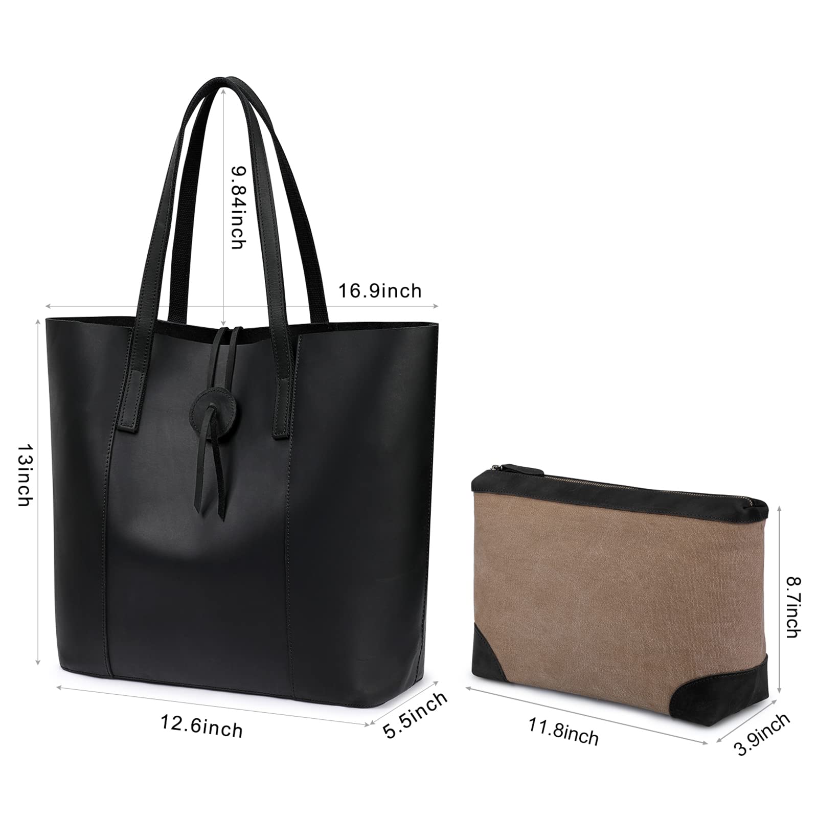 S-ZONE Vintage Genuine Leather Tote Bag for Women Large Shoulder Purse Handbag
