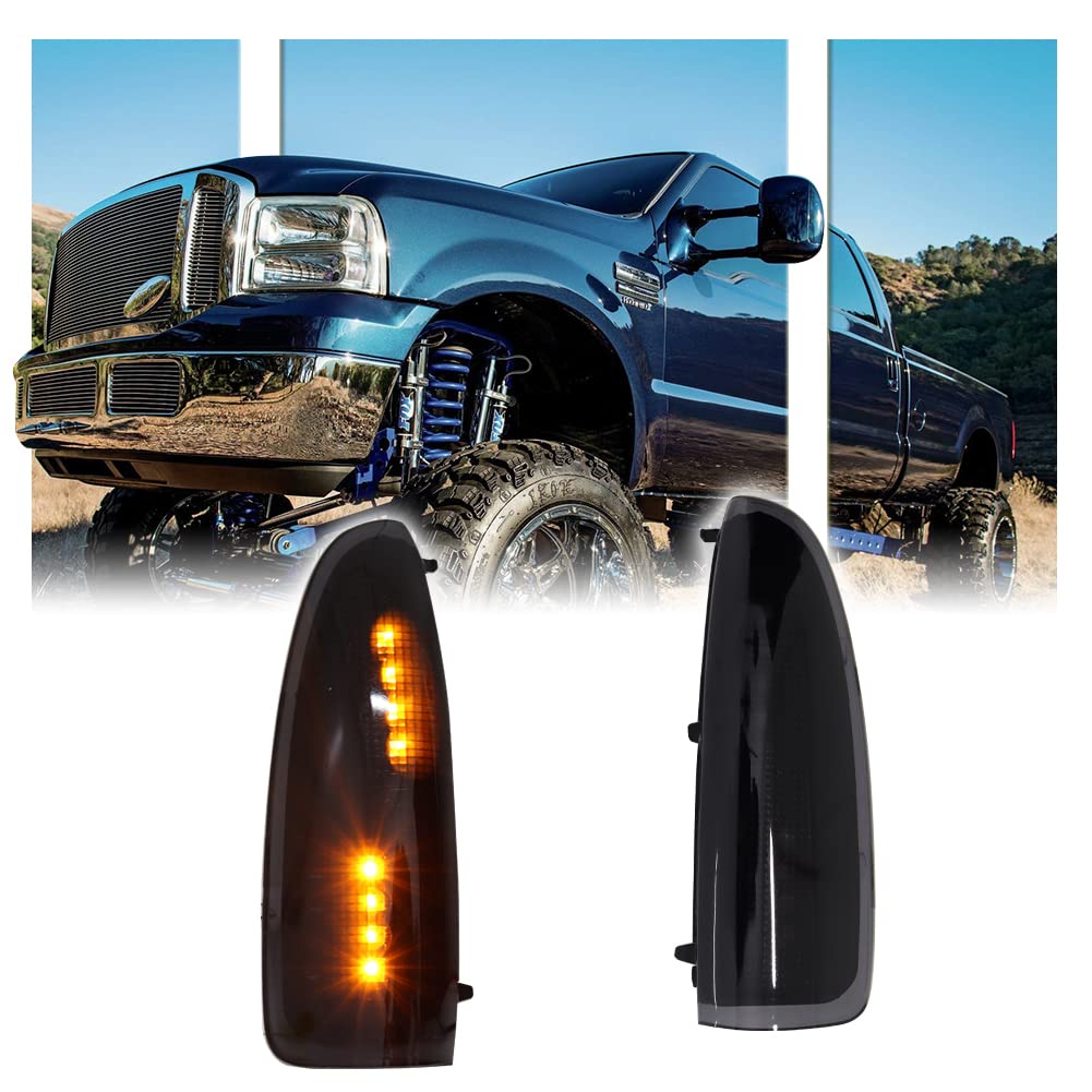 Photo 1 of 2 PCS LED Side Mirror Marker Lights for Ford 2003-2007 F250 F350 F450 F550 Super Duty / 2000-2005 Excursion, LED Sequential Side Mirror Turn Signal Lamp Assembly - Amber Light