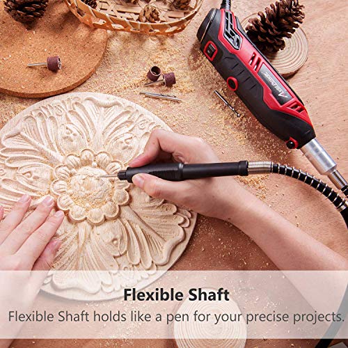 Rotary Tool Kit Variable Speed with Flex Shaft, 101pcs Accessories and Carrying Case for Grinding, Cutting, Wood Carving, Sanding, and Engraving