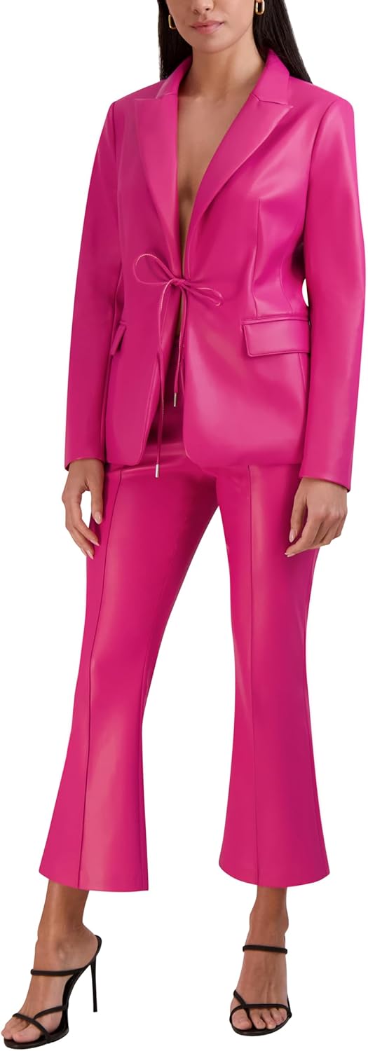 BCBGeneration Womens Faux Leather Flare Leg Pants - Image 4