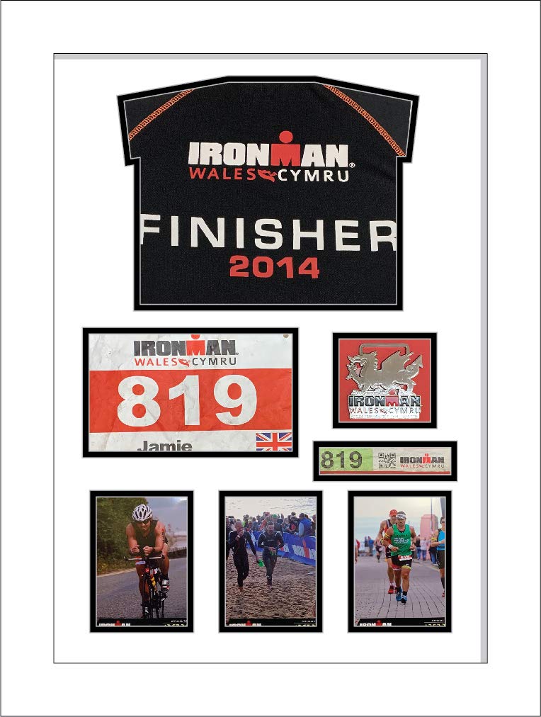 Kwik Picture Framing Ltd White Ironman Triathlon Shirt And Medal Display Frame | Sports Medal And Photo Holder With Multi Aperture Mount | Mdf Backing And Perspex Front | Wall Mounted | Frame