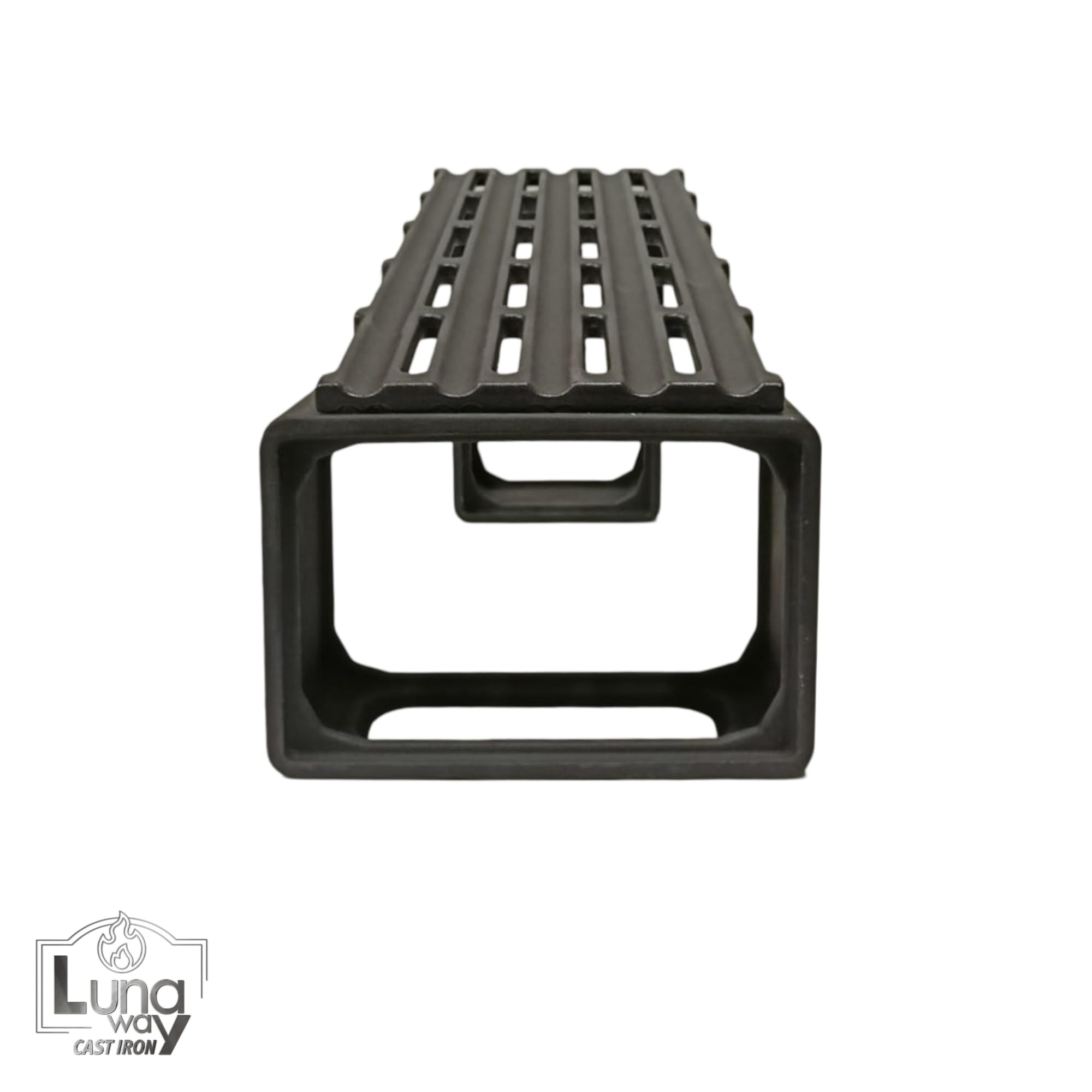 Griglia in Ghisa 48x17cm + Coppia supporti BBQ Blocks | Cottura uniforme e professionale | Reversibile | Doppia smaltatura Black di LUNAWAY | Sistema modulare per barbecue lineari