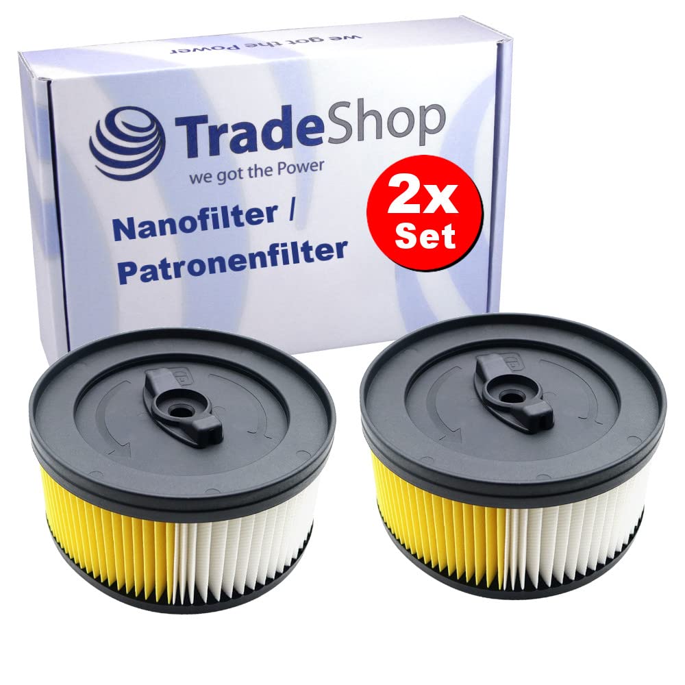 2x Trade-Shop Nano Patronenfilter Rund-Filter kompatibel mit Kärcher WD 5.470 WD 5.500M WD 5.600MP WD 5.800 eco!ogic ersetzt 6.414-960