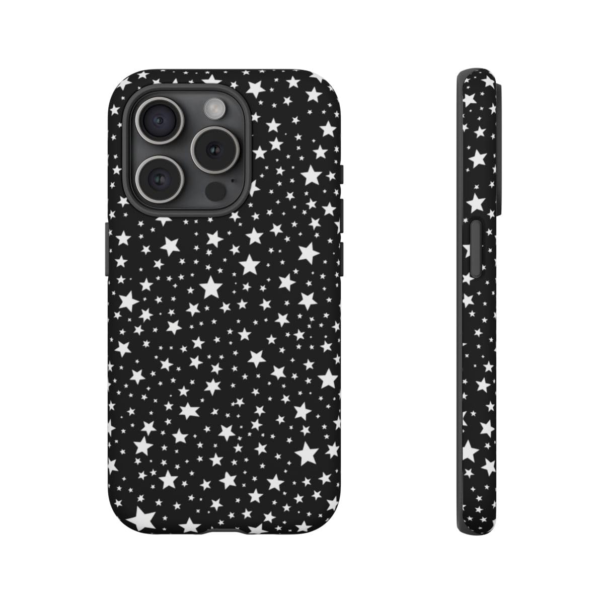Coque iPhone 15 Pro noir rigide motif constellation protection mate - 4