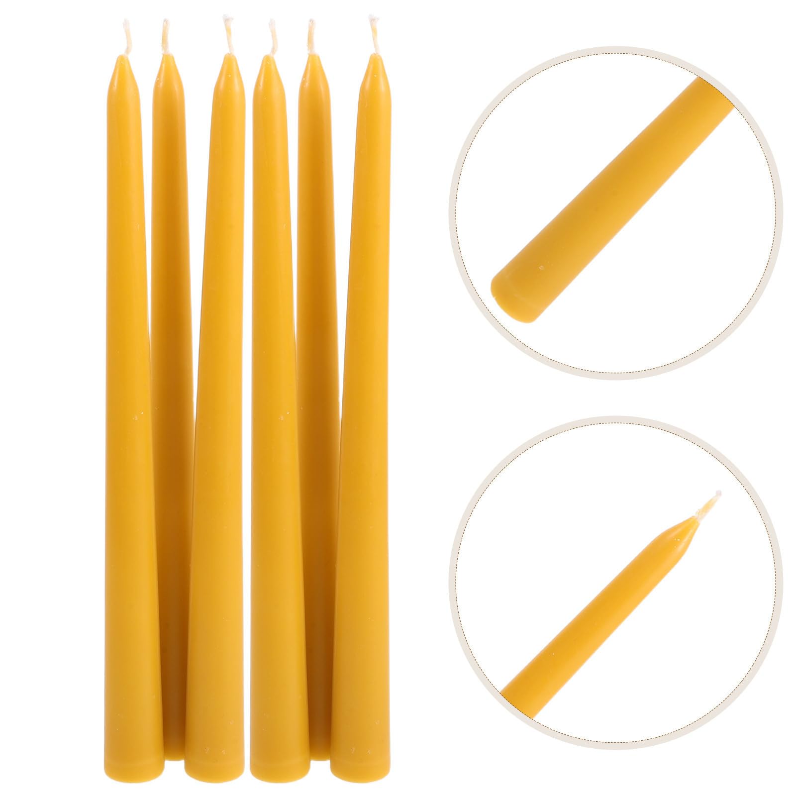 12 Stück Packung Gelbe Konische Meditationskerzen aus Wachs mit Stabilem und Sicherem Design für Yoga und Entspannung zu Hause