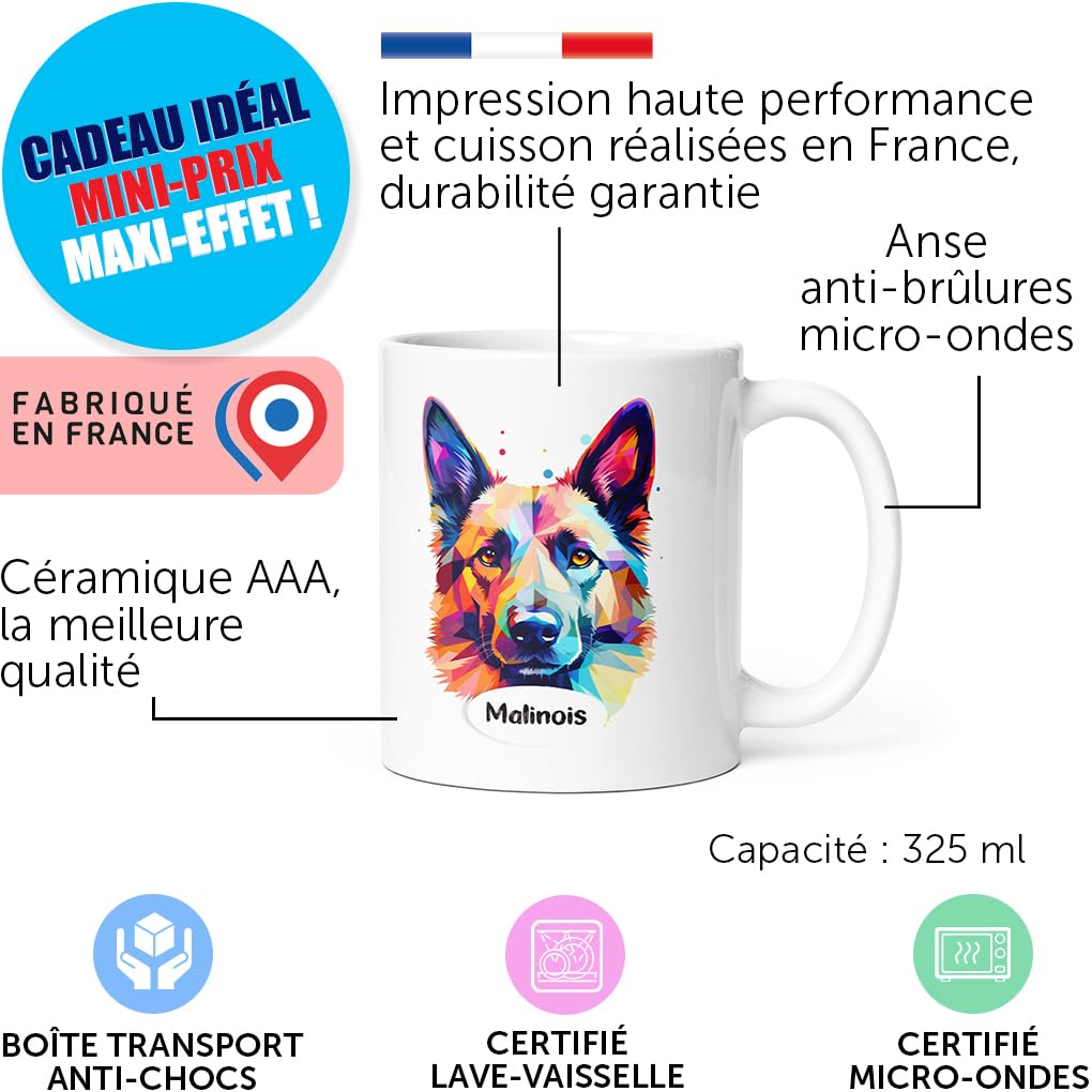 Tazza Malinois Con Messaggio Umoristico - Ceramica 325 Ml, Idea Regalo Per Amanti Dei Cani, Compleanno/Natale - 3