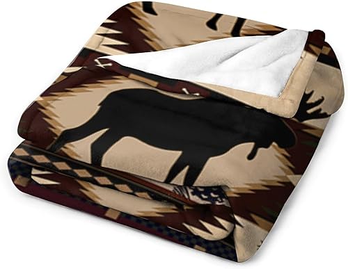Miniatura 3 de Manta retro de franela con alces y ciervos, estilo campestre vintage, estilo rústico, montaña, granja, manta para sofá, silla y cama, 30 x 40
