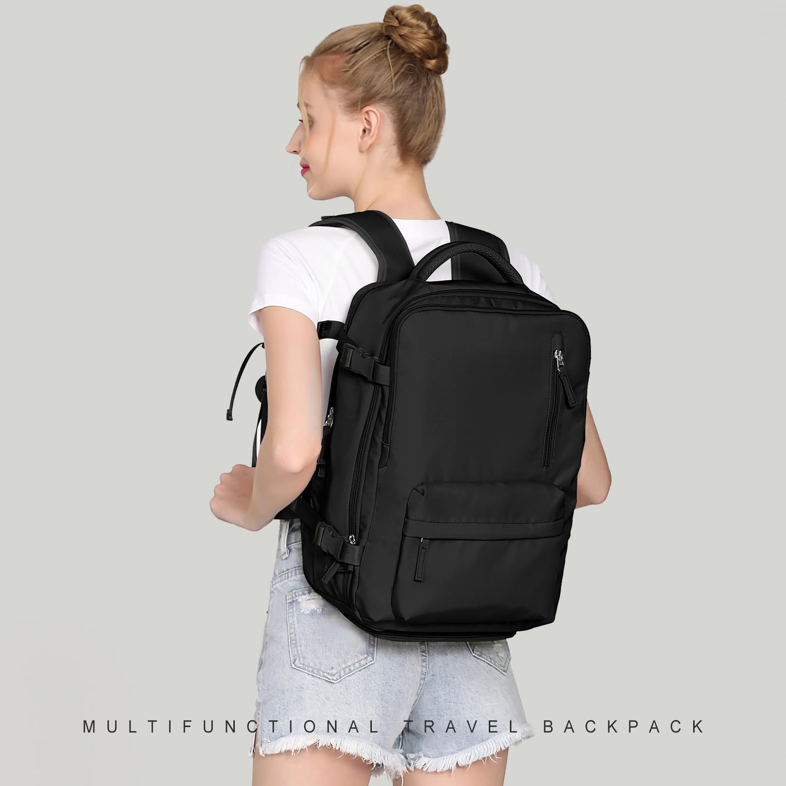 Cabin Bags for Travel, Underseat Carry-ons Bag for Women, Hand Luggage Bag Men Travel Backpack Cabin Size Fit 14 inch Laptop backpack Lightweight Version Black — view 2
