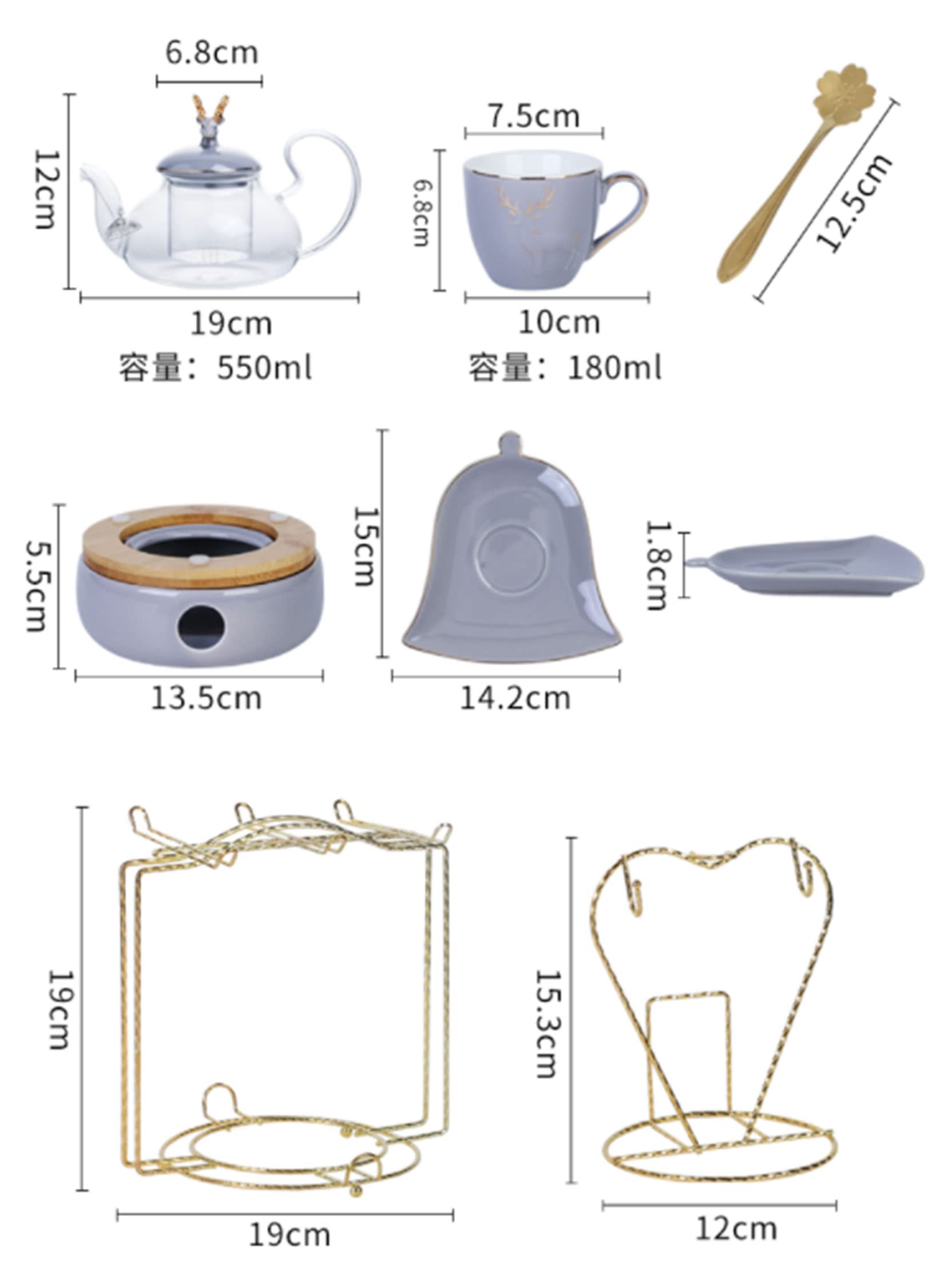 Ceramiczny zestaw do herbaty porcelanowy kawy serwis 4 owocowy czajniczek popołudniowa herbata świeca może podgrzewać świąteczne dla dorosłych kobiet na przyjęcie herbaciane prezenty,B