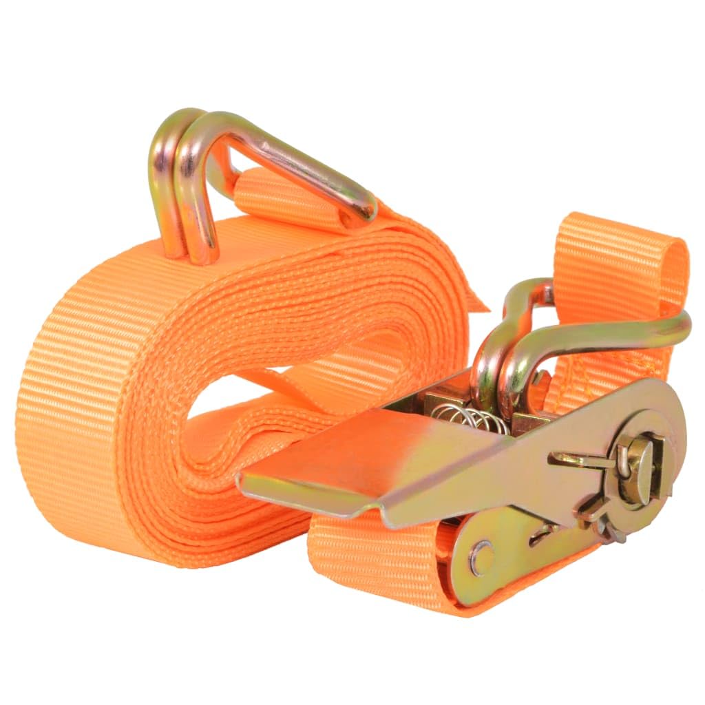 JUDYY Cinghie d'Ancoraggio 4 pz a Cricchetto 0,4 T 6mx25mm Arancione,Cinghie d'Ancoraggio a Cricchetto,Cinghie di Tensionamento-142658