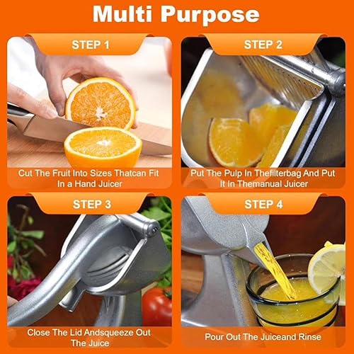 Miniatura 4 de Exprimidor manual de aleación de aluminio, exprimidor manual de frutas cítricas para cítricos, lima, naranja, mango de agarre ergonómico, exprimidor