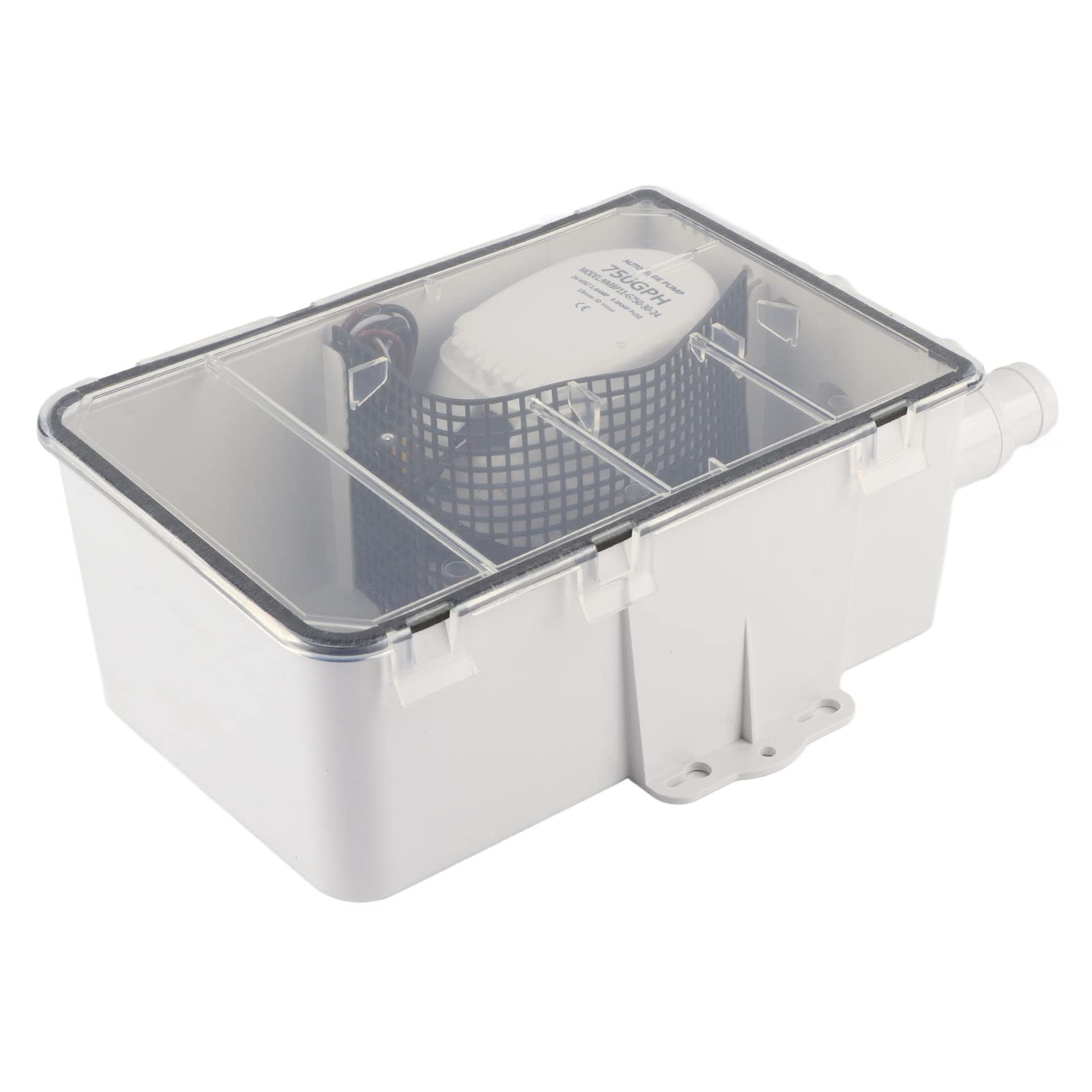 Bomba de Sumidero de Ducha de 750 GPH, Caja de Drenaje de Sentina, Caja de Sumidero Marino, de Drenaje de Agua con Interruptor de Flotador Automático Incorporado, Múltiples (24V)