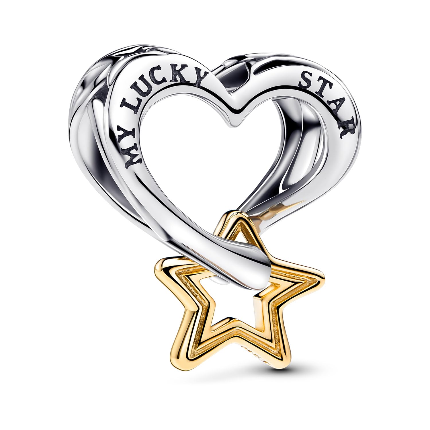 PANDORA Bracciale da donna con ciondolo a forma di stella portafortuna e cuore, set di gioielli elegante e senza tempo da indossare tutti i giorni 68598