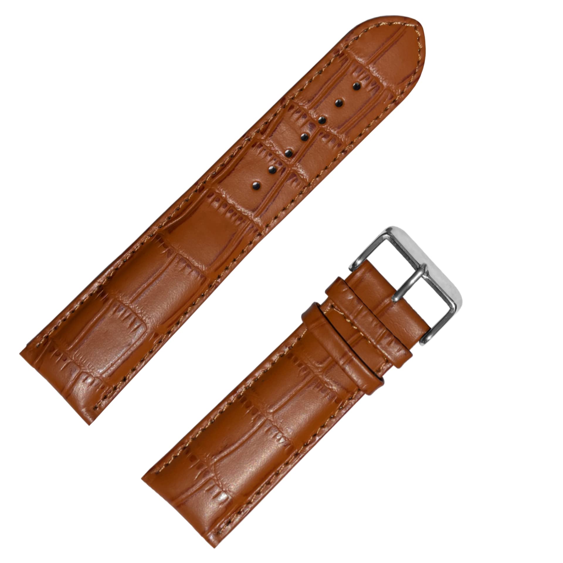 DBLACKULTRA'' Genuine Leather Watch Straps, Half-Padded, Croco Design, Matte Finish, Genuine Leather Watch Strap // For 18mm, 20mm, 22mm, or 24mm Genuine Leather Watch Bands (Choose Your Size & Color)