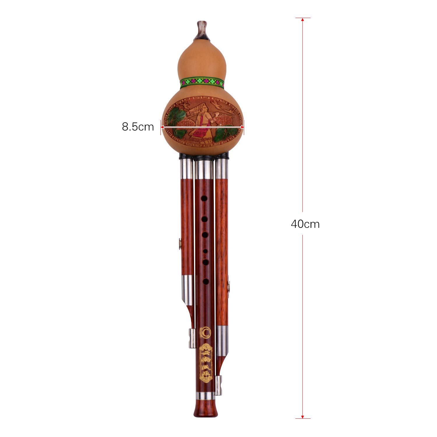 Hulusi C Key, 3 Tone C-Key Hulusi Gourd Cucurbit Flauta Tubos de Madera Maciza Instrumento Tradicional Chino con Estuche de Transporte de Nudo Chino para Principiantes Aficionados Musicales