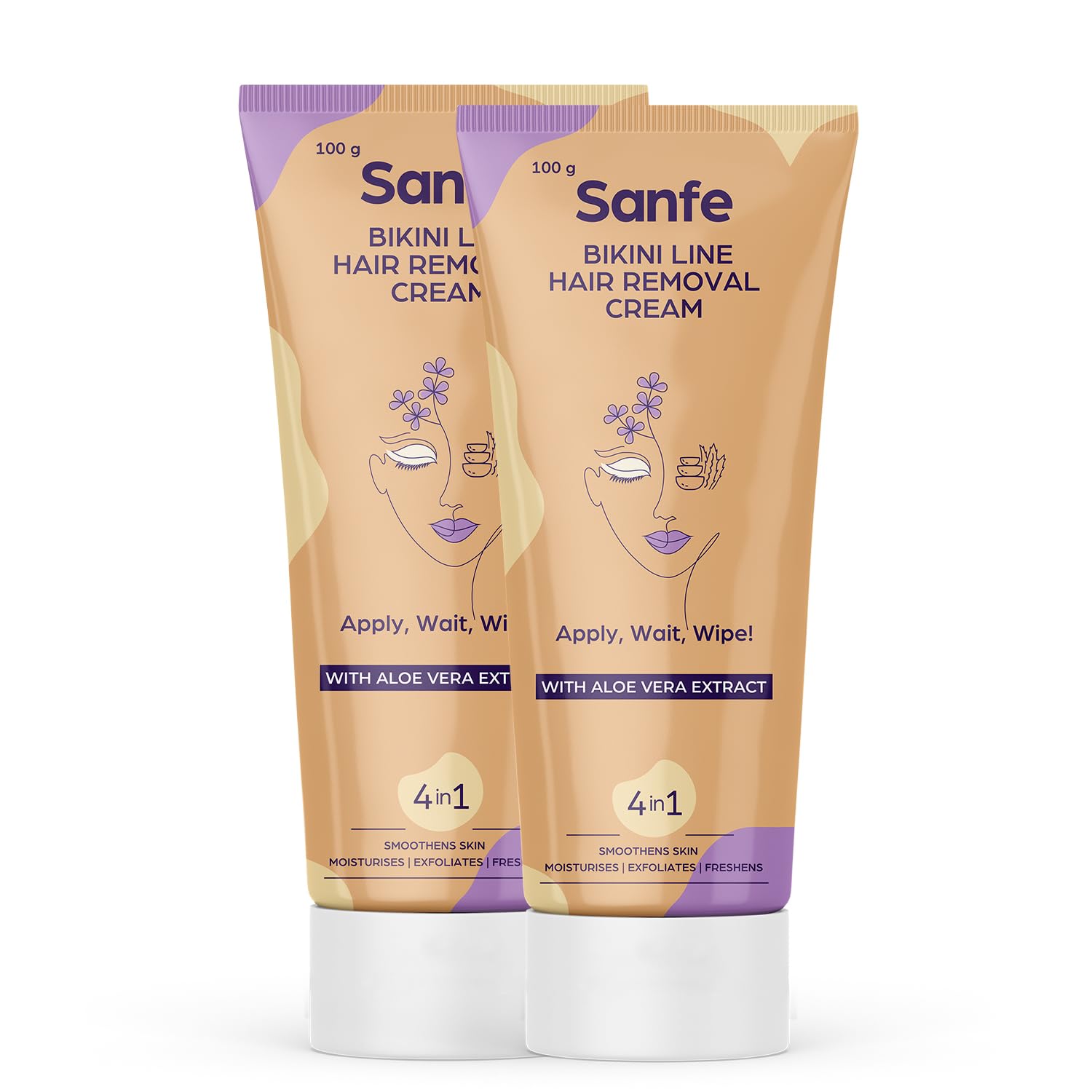Sanfe Bikini Line Hair Removal Cream WIth Aloe Vera Extract Perfect for Legs, Underarms, Bikini Line, Arms | 3x Longer Lasting Smoothness than Razors | With No Bad Smell - 100 Gram (Pack Of 2) (B0D67ZYHX1) Amazon Price History, Amazon Price Tracker