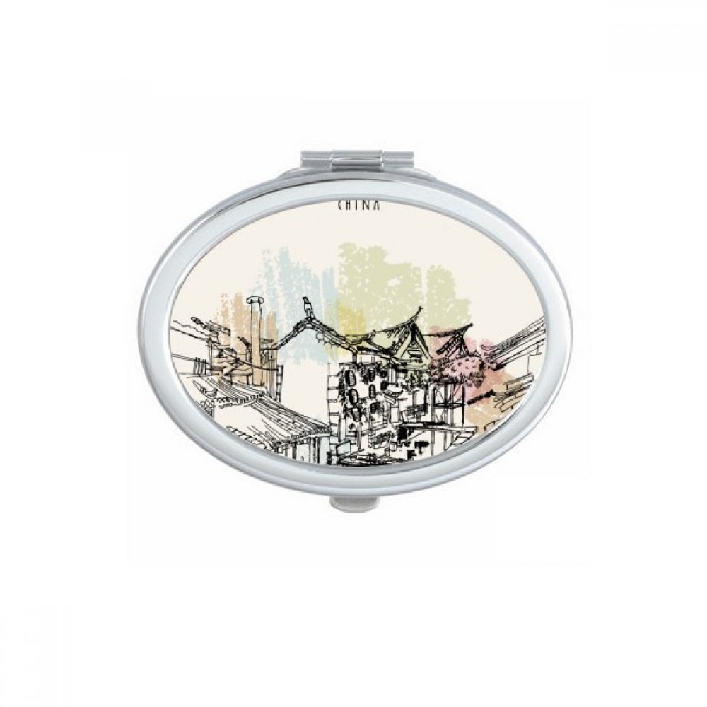 Miroir compact portable dinosaure carré de poche multicolore