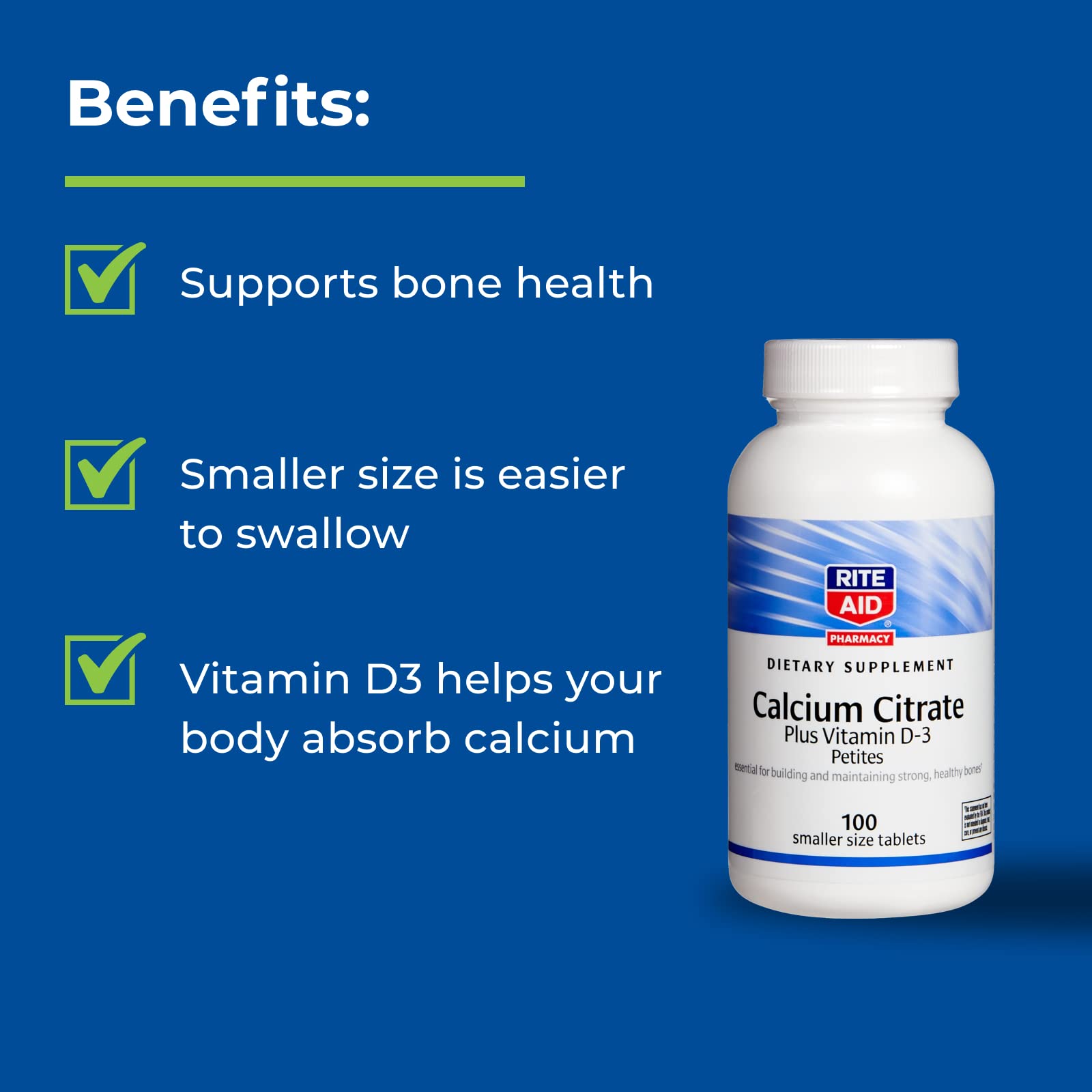 Buy Rite Aid Calcium Citrate, Plus Vitamin D3, Smaller Size Tablets