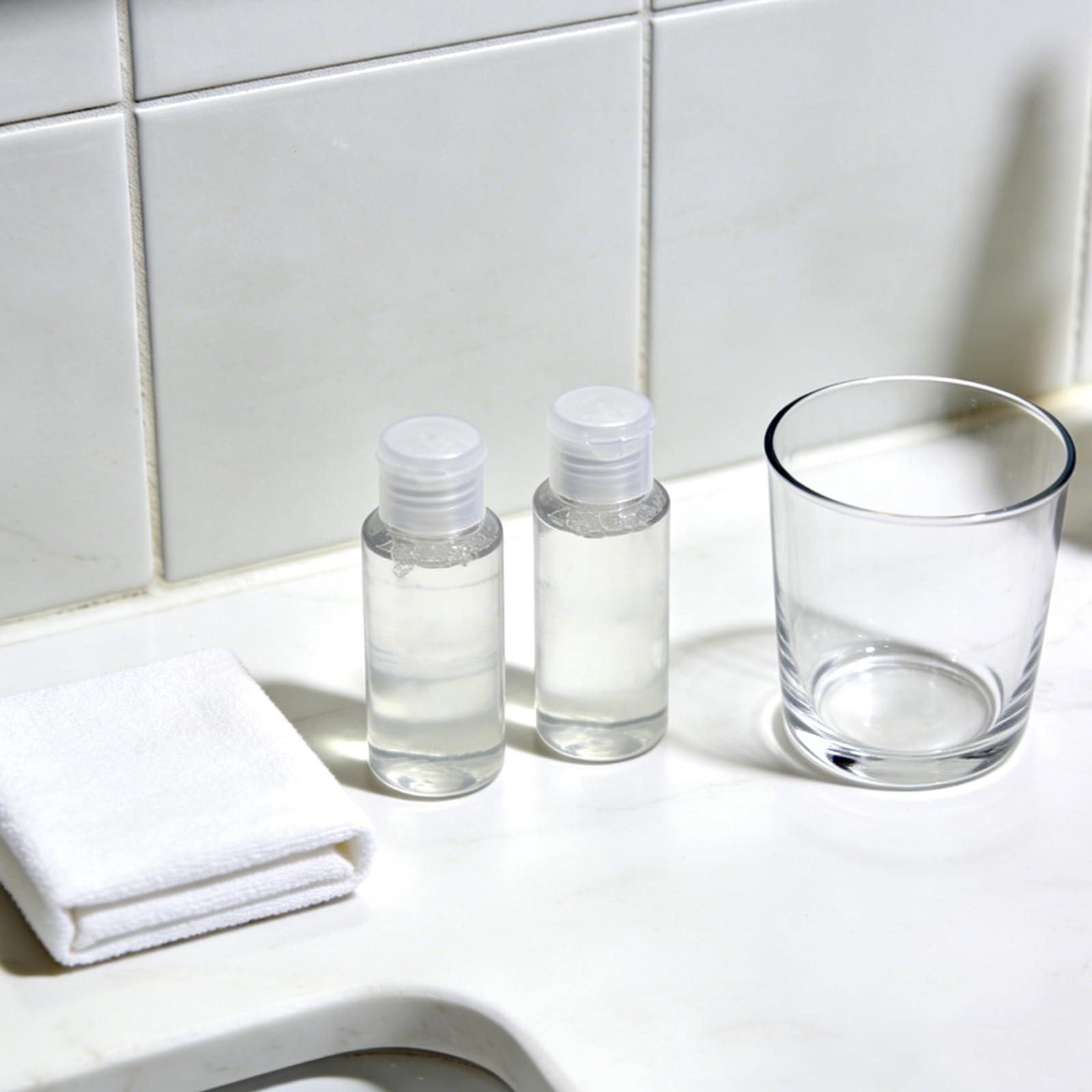 30 sztuk butelek o pojemności 100 ml, przezroczyste butelki podróżne do napełniania z pokrywą na zawiasach, 100 ml, z tworzywa sztucznego, do bagażu podręcznego, podróży samolotem