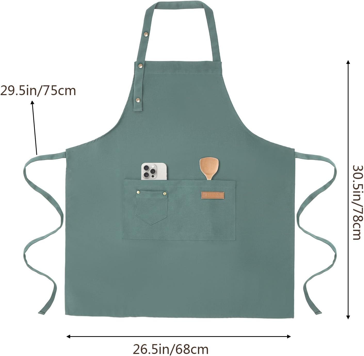 Tosewever Art Aprons for Women Painting Pottery Baking, Mens Buckle Straps Kitchen Apron with Pockets for Chef Cooking - Image 7