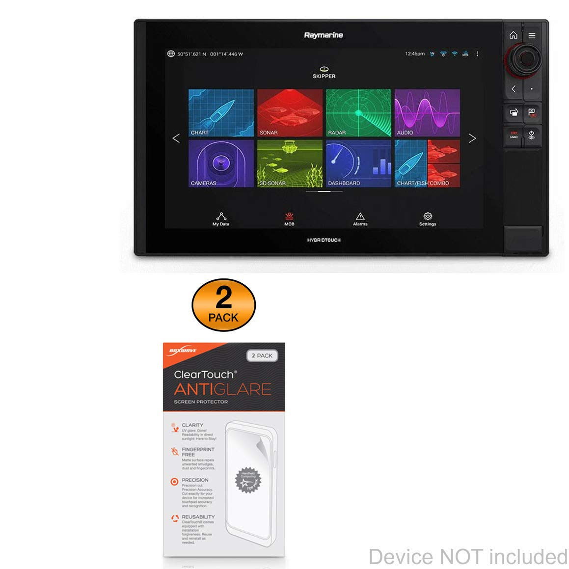 BoxWaveScreen Protector Compatible with Raymarine Axiom Pro 16 - ClearTouch Anti-Glare (2-Pack), Anti-Fingerprint Matte Film Skin for Raymarine Axiom Pro 16