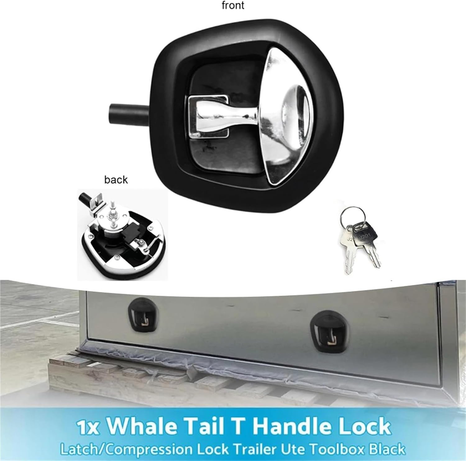 Off-Road Trailer Mechanical Door Lock Remote Control Power Operated Compression T Handle Whale Tail Locks 1Pcs(Black)
