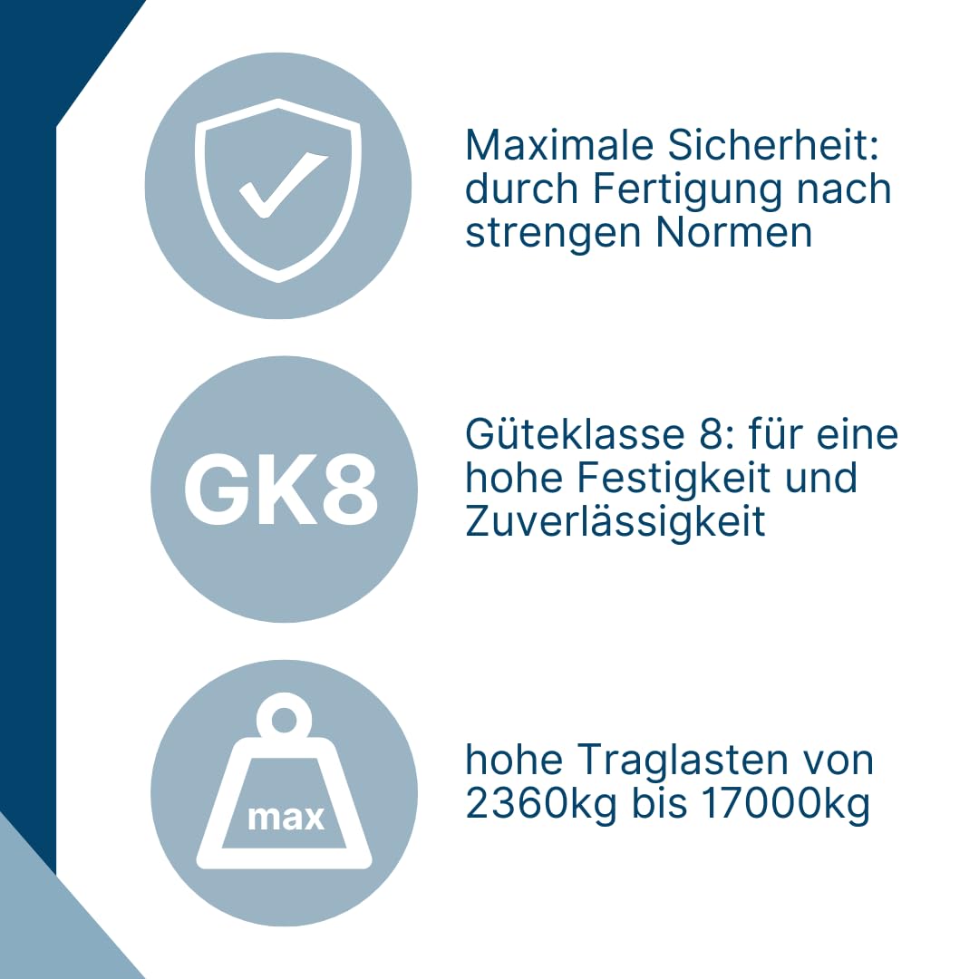 SHT 3-Strang Anschlagkette/Kettengehänge GK 8 | Kettendicke 8 mm | mit Verkürzungshaken | Tragfähigkeit: 4250 kg (0-45°) & 3000 kg (45-60°) | Nutzlänge: 5 m
