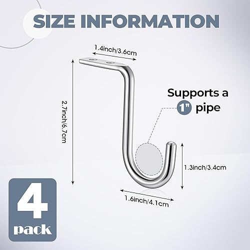 Miniatura 2 de Gisafai Soporte central de barra de armario de 1 pulgada de metal resistente para montaje en pared, soporte para armario, estante para