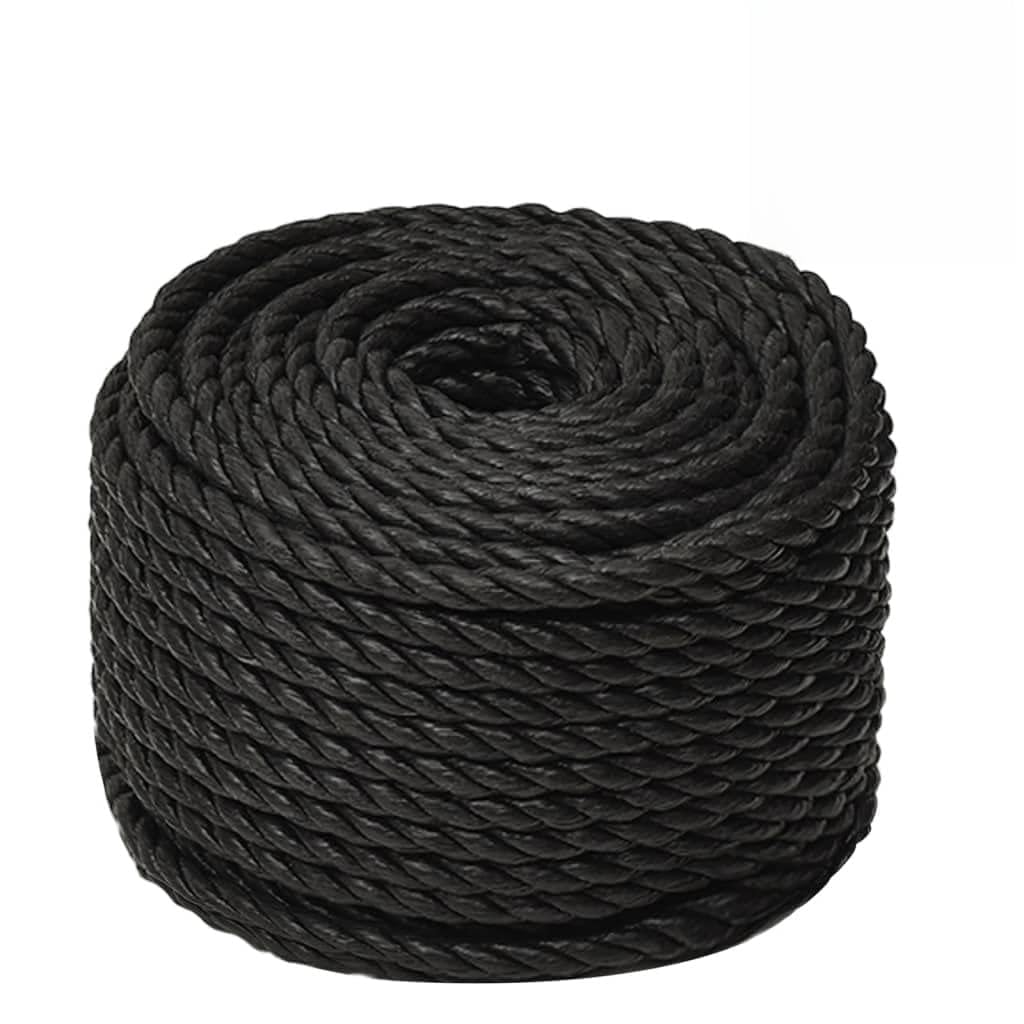Cuerda de trabajo 20 mm 50 m PP cuerda de amarre resistente para casa, jardín, artesanía, color negro
