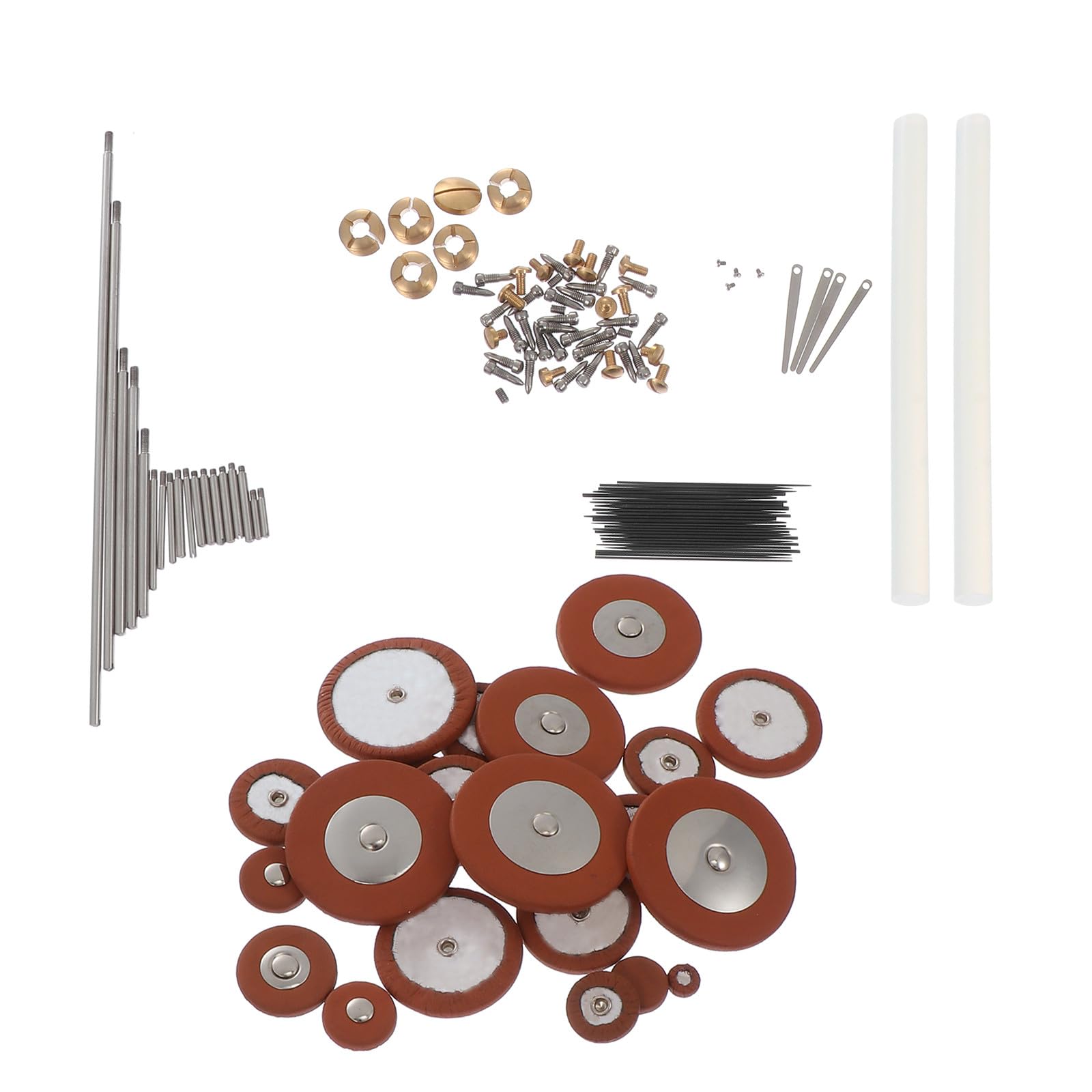 Kit de Reparación Tornillos y Muelles de Metal y Piel de Oveja Color Aleatorio para Saxofón Alto para Mantenimiento y Sustitución de Piezas Dañadas