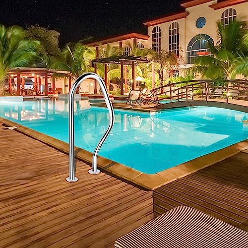 Barandal de piscina de acero inoxidable, 3 curvas, seguro miniatura 2