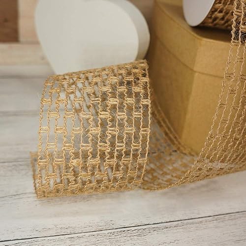 Miniatura 7 de CT CRAFT LLC Cinta de malla de arpillera con alambre de 2.5 pulgadas x 10 yardas, color natural para Navidad, decoración de boda, envoltura de
