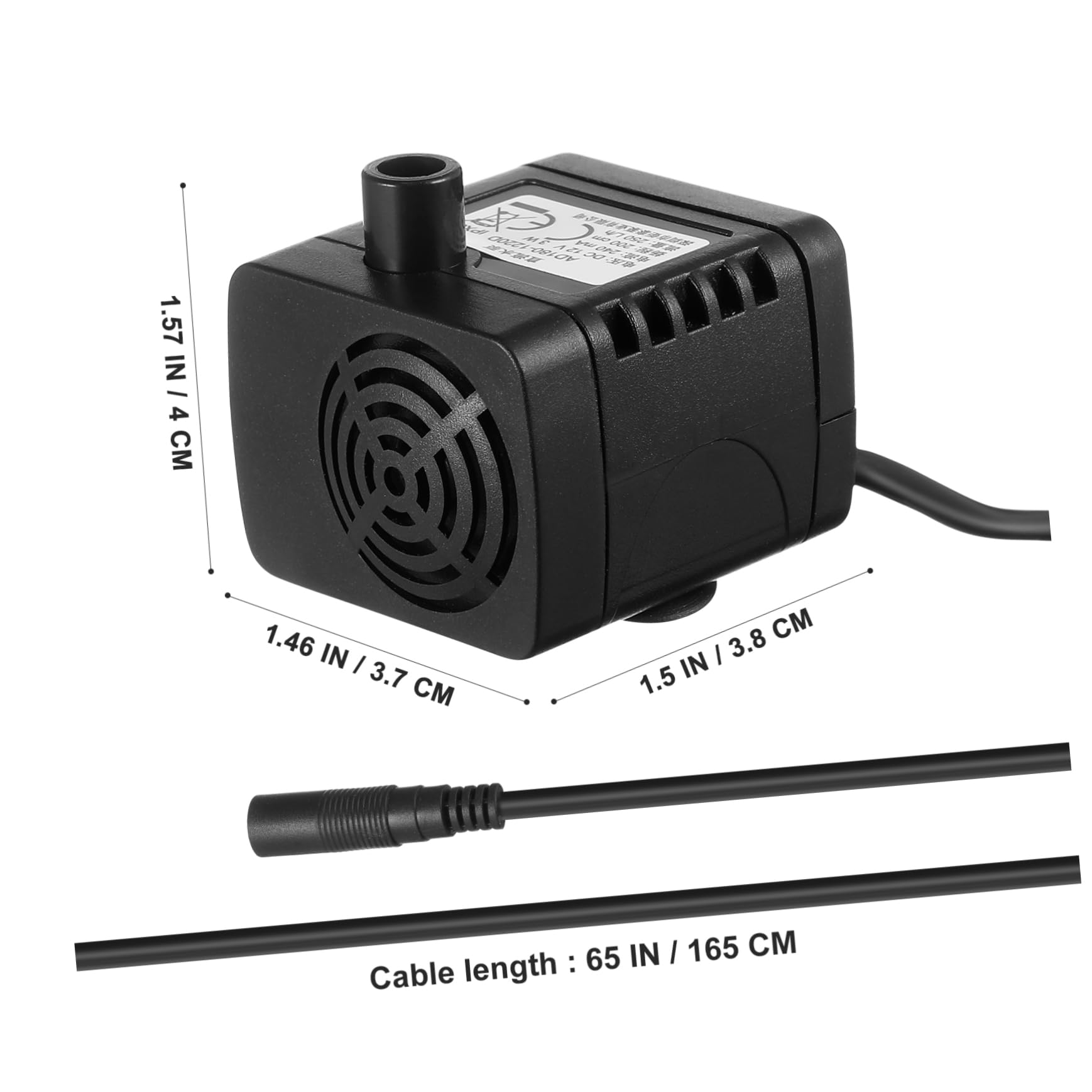 Gogogmee H Mini Aquarium Water Pump Portable Submersible Motor for Fish Tank Design for Fountains and Hydroponics Black