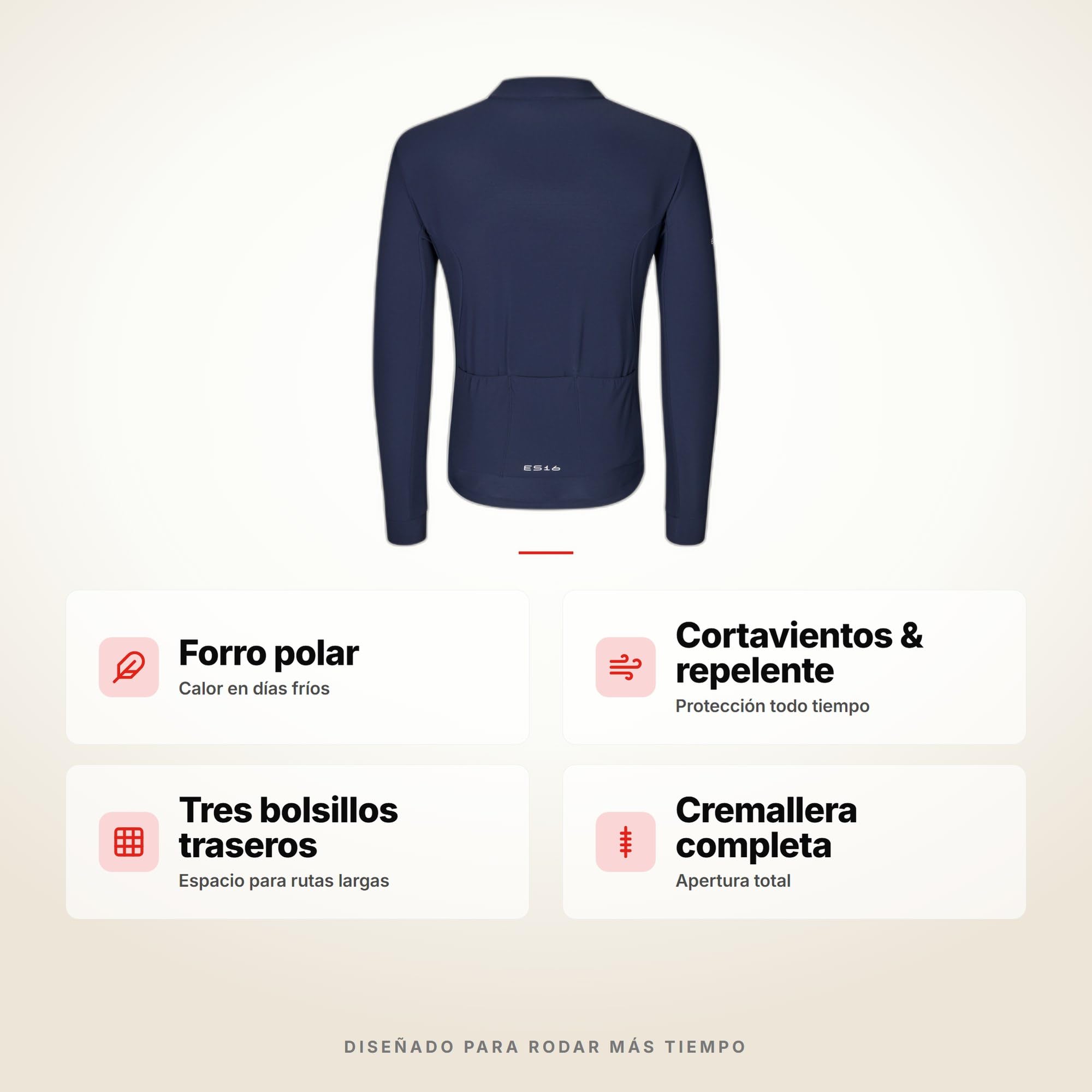 Cykelfleece Maillot Térmico Manga Larga Unisex – Cycling Fleece Premium para Días Frescos 5-15°C con Cremallera y Forro Polar
