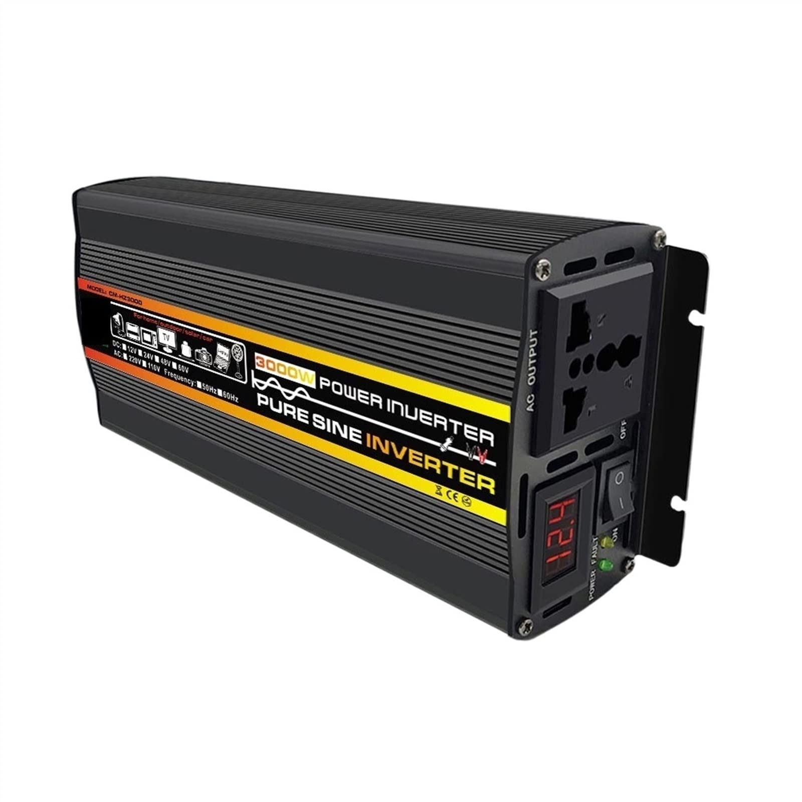 CUDTAPI Pure Sine Wave Inverter 3000W 4000W 6000W 8000W Pure Sine Wave Inverter 12V 220 Power Converter Adaptor Home Solar Inverter Power Bank For Truck Outdoor(3000W,Onecolor)