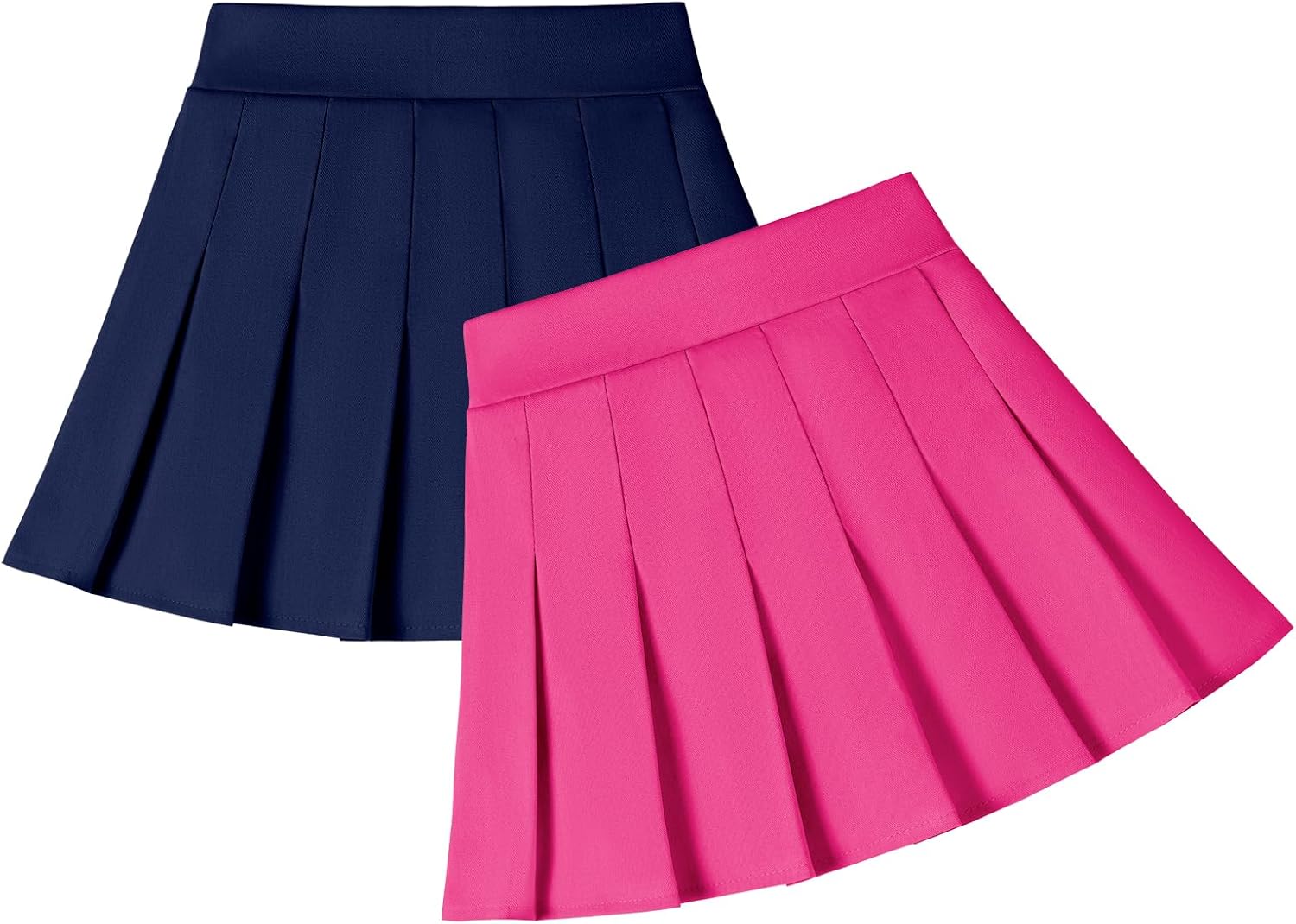2 Pack Toddler Baby Girls Pleated Skirt Baby Girls Uniform Skirt Built in Shorts Tennis Casual Skorts for Little Kid