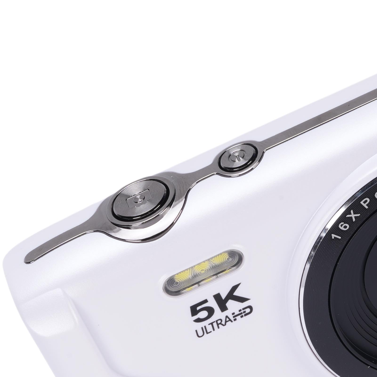 Generic Fotocamera Digitale 5k, Fotocamere Digitali da 72 MP, Schermata LCD da 2,8 Pollici da 2,8 Pollici Afocus con Fotocamera WiFi con Luce Flash per Fotografia di Viaggio (WHITE)
