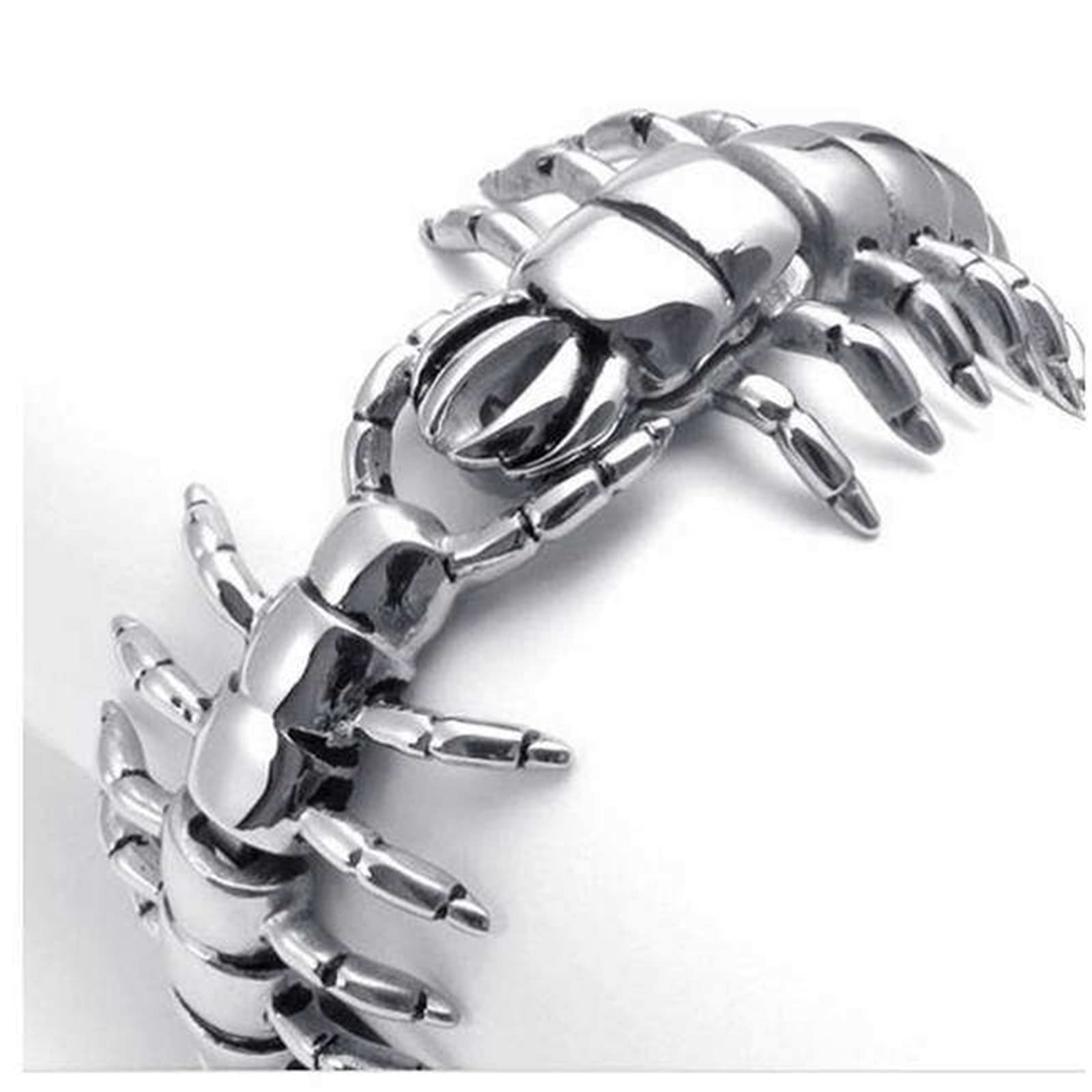 Premium Armband für Männer in Edelstahl, Tausendfüßler Armbänder für Männer Tolles Geschenk für Männer, 22cm Länge, 32mm Breite, Silber