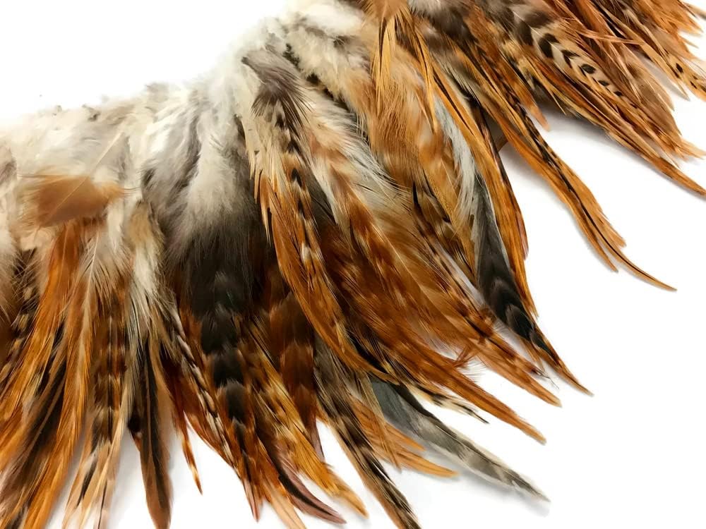 1 Yard - 4-6" Natural Red Chinchilla Strung Chinese Rooster Saddle Wholesale Feathers (Bulk) | Moonlight Feather