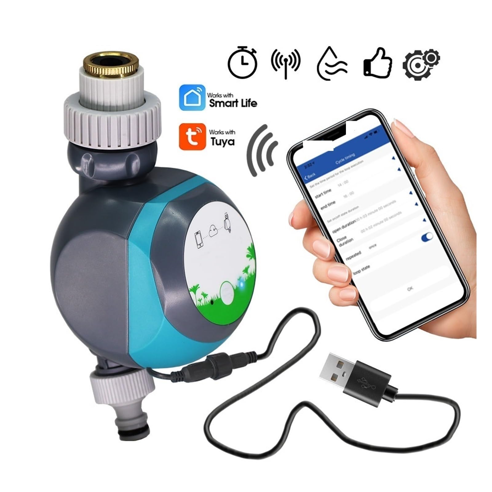 Wifi Kompatybilny Z Bluetooth Zegary Podlewania Inteligentny Kontroler Zraszaczy Automatyczny Zawór Nawadniania Kropelkowego Woda Telefon Bezprzewodowy Pilot(2B+60A controller)