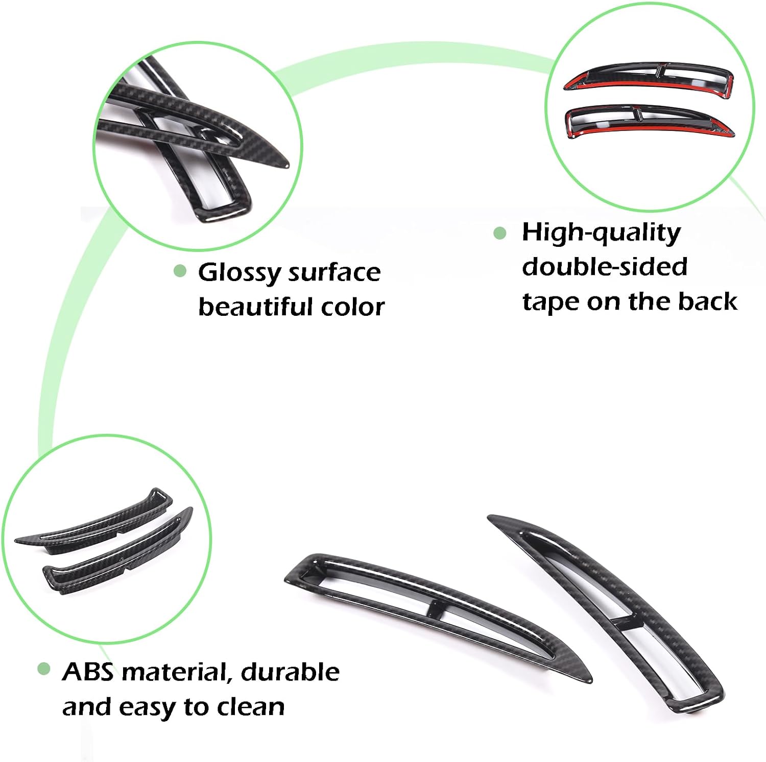 LLKUANG Car Fender Rear Air Vent Trim Cover Compatible with Chevrolet Corvette C6 2005-2013, Rear Side Air Flow Intake Hole Grille Exterior Molding Accessories (Carbon fiber texture)