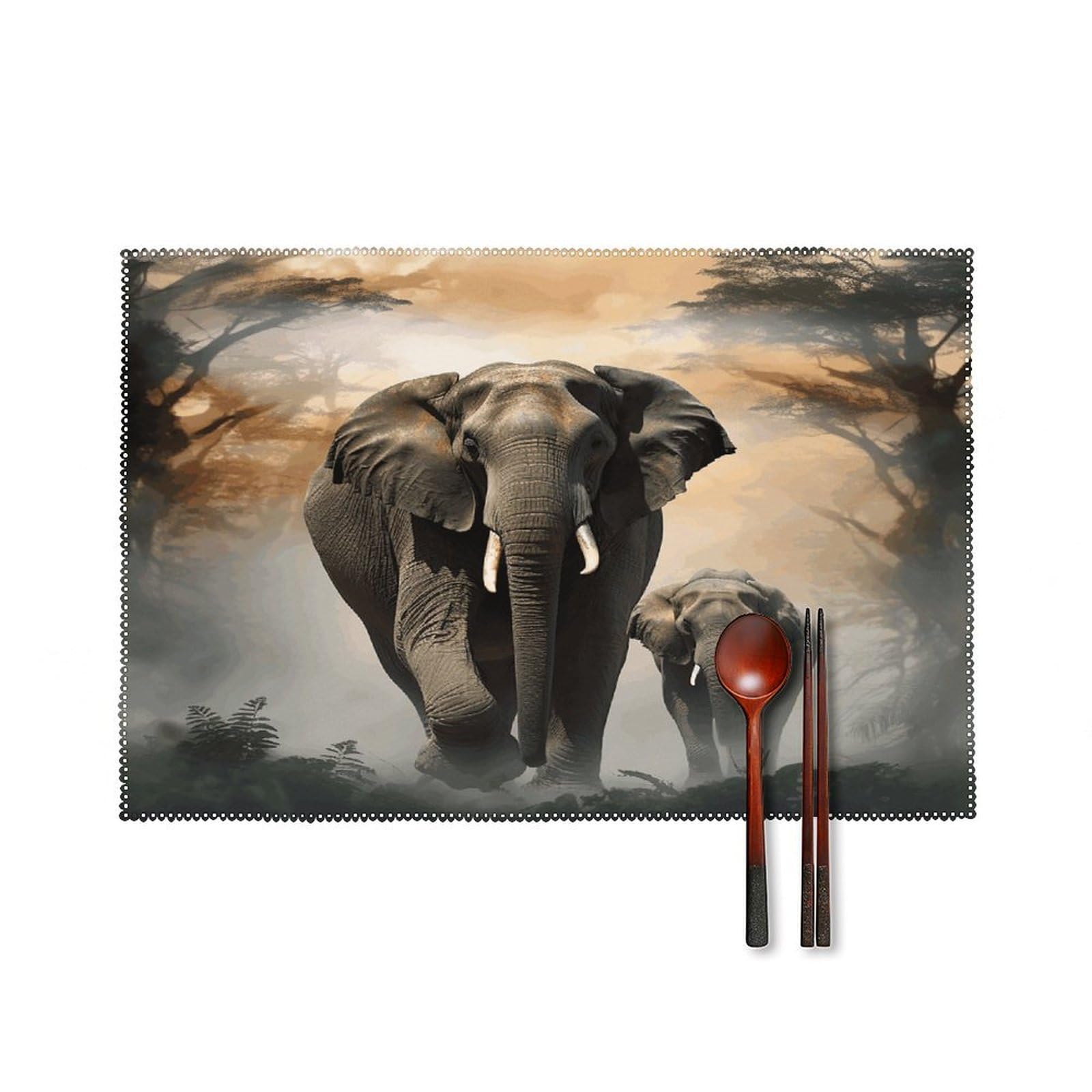 Fodpand Style Elephant In The Fog Placemats Set Of 4 Place Mats Table Mats
