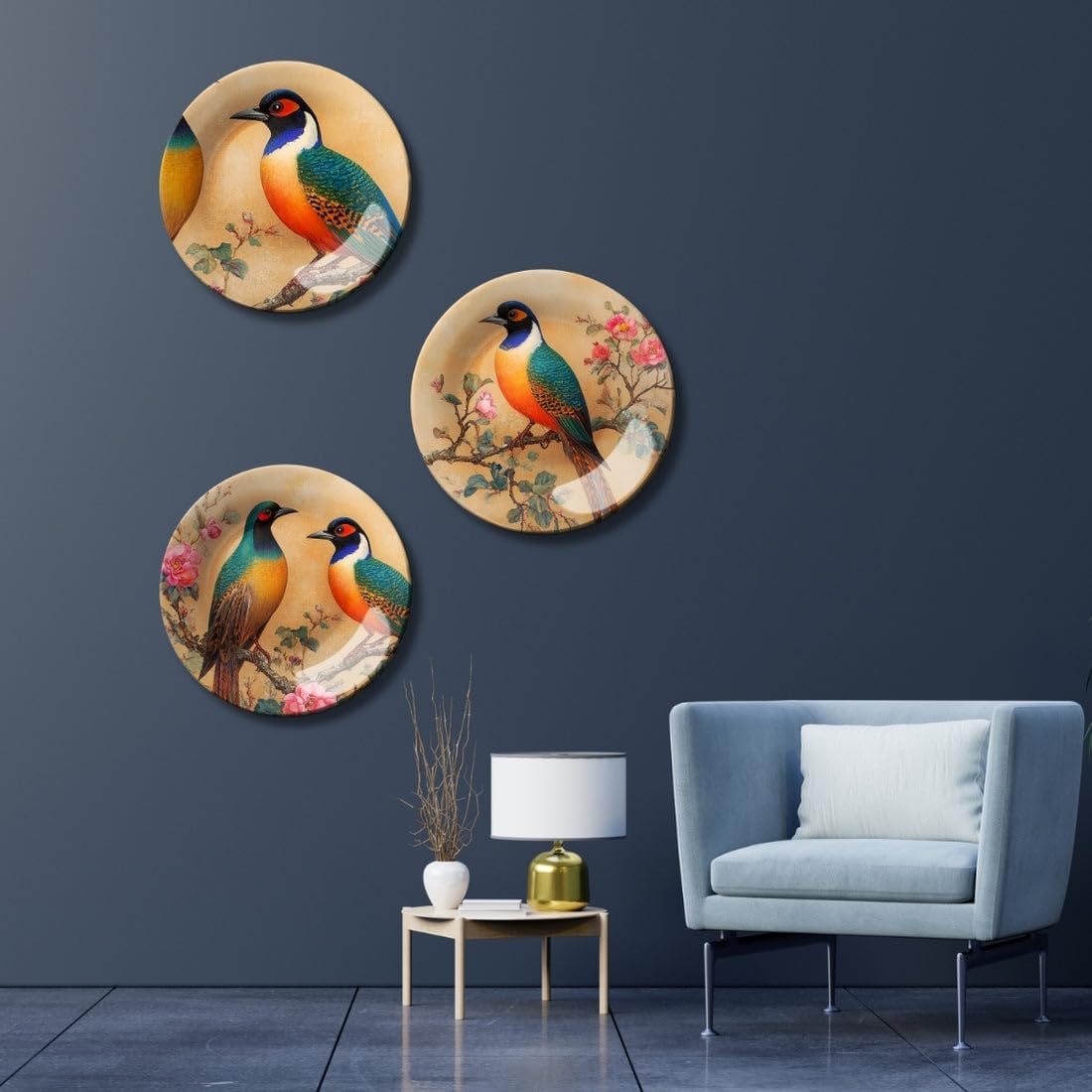 Adorvue Set of 3 Feathered Wings Ceramic Decorative Wall Plates For Home Decoration Show Pieces & Wall Accessories For Living Room, Bedroom, Drawing Room, Housewarming, Anniversary, Return Gift 10″