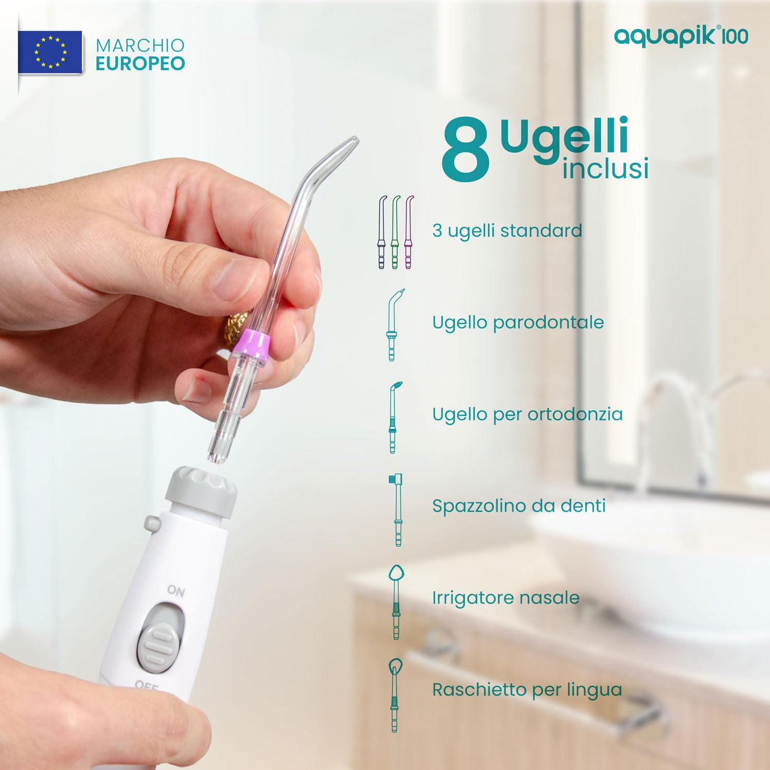 Boston Tech Aquaik DUO Detal Irrigator Aquaik 100 Dekto Aquaik ONE Portale Detit Consigliato per rimuovere la placca, prendersi cura dei denti ortodontici Imlat Home Travel Ue