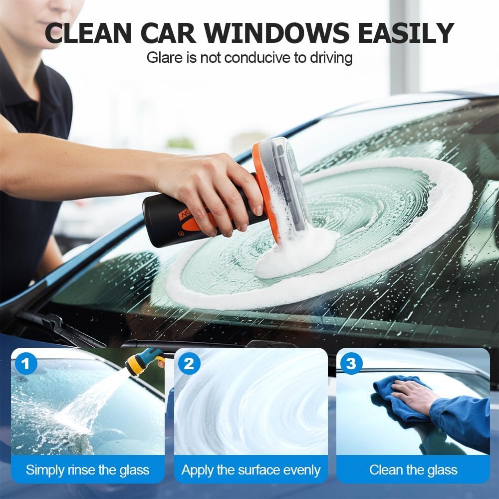 Glass Emulsion Professional Windshield Cleaner Advanced Car Window & Glass Scrubber, Removes Water Spots, Oil Film & Road Grime, Comes With Microfiber Towel (100g) (4 Pcs)