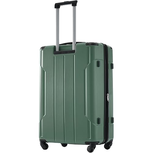 Merax 20 Inch Carry On Luggage with Wheels Aluminum Alloy Corner Hard Shell Suitcase TSA Luggage Suitcases for Travel Woman Men(Green)